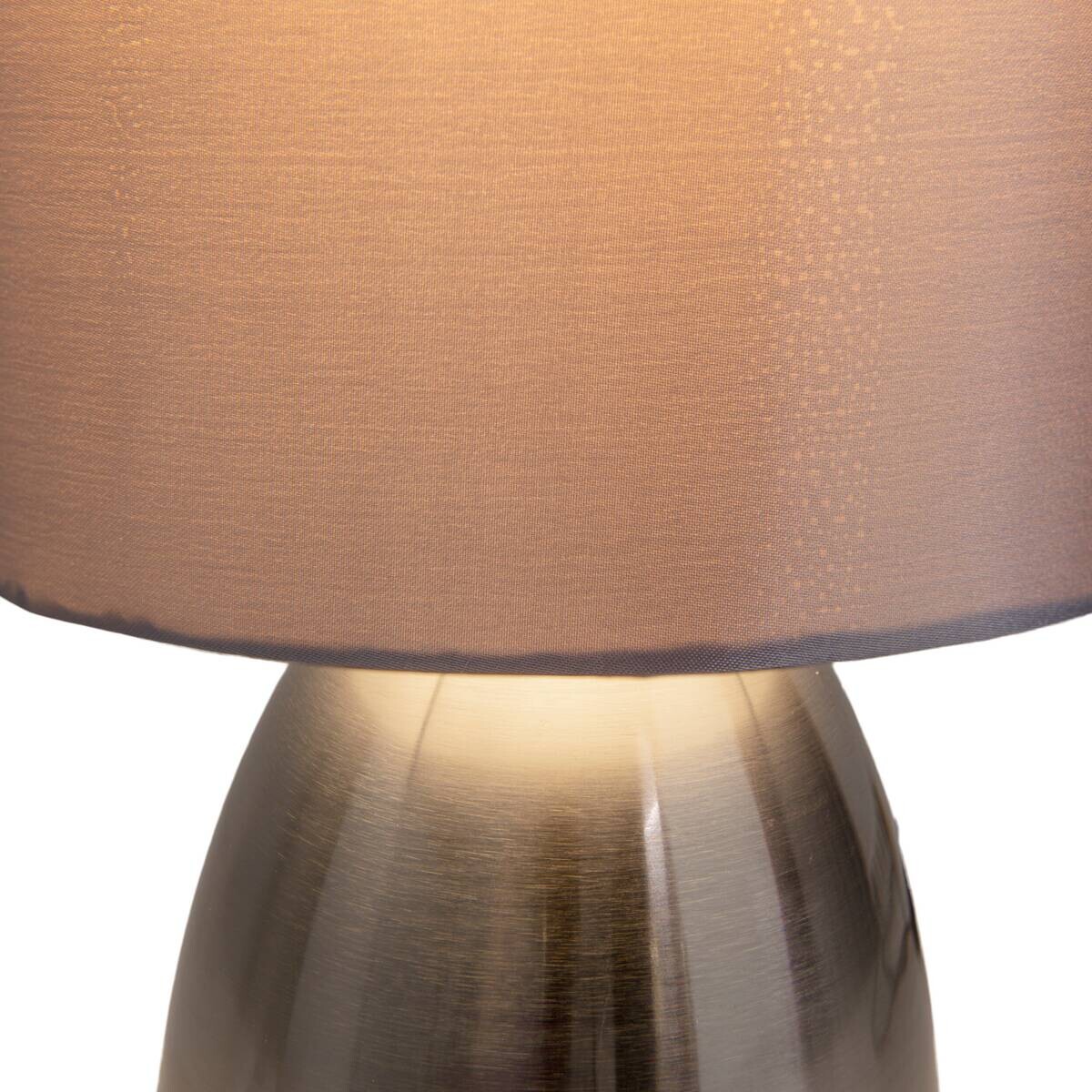 Näve Leuchten Tischleuchte 3189650 stahlfarbig Kunststoff Metall Textil B/H/T: ca. 17,5x33x17,5 cm E14 1 Brennstellen