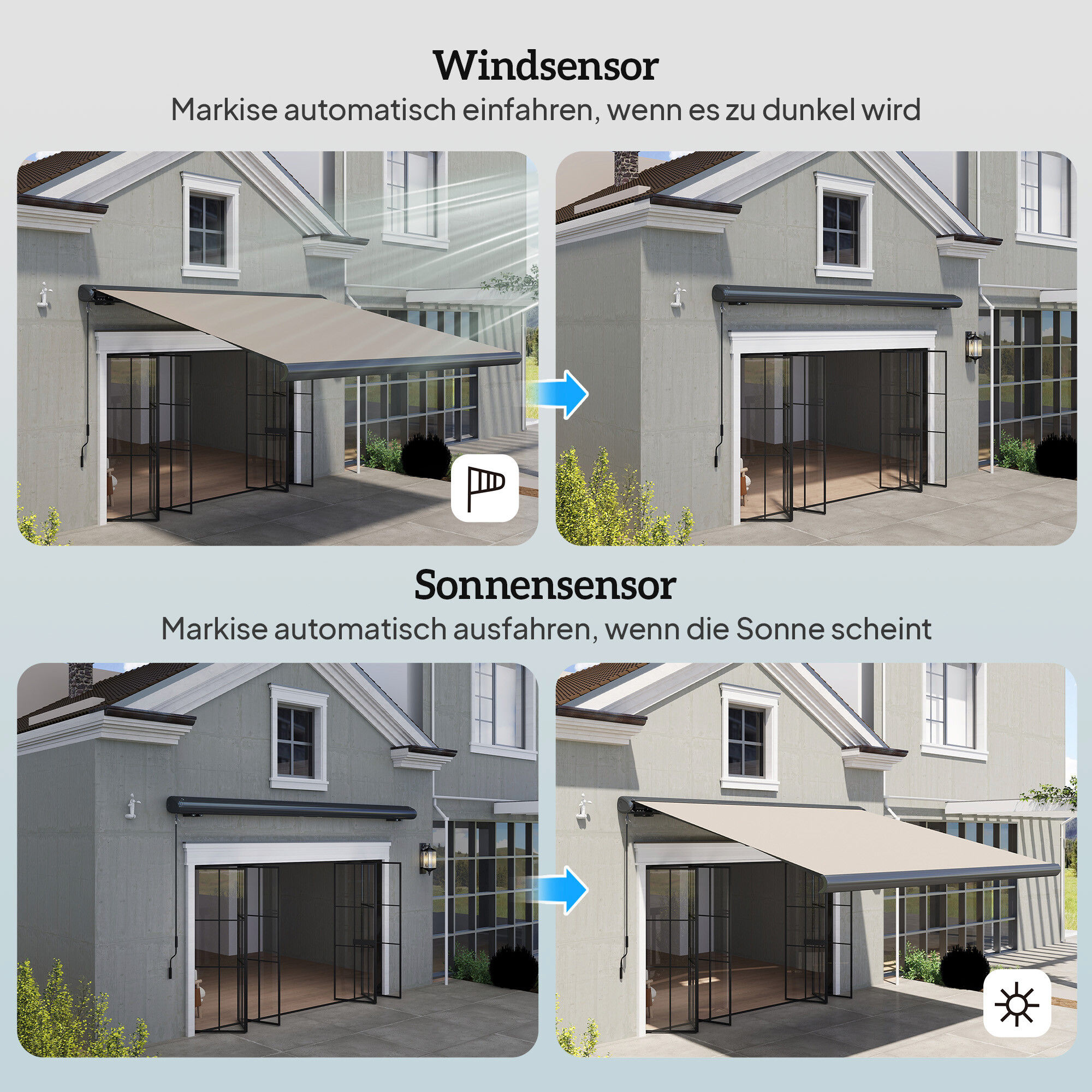 Outsunny Sonnensensor weiß Kunststoff B/H/L: ca. 11x9x22 cm