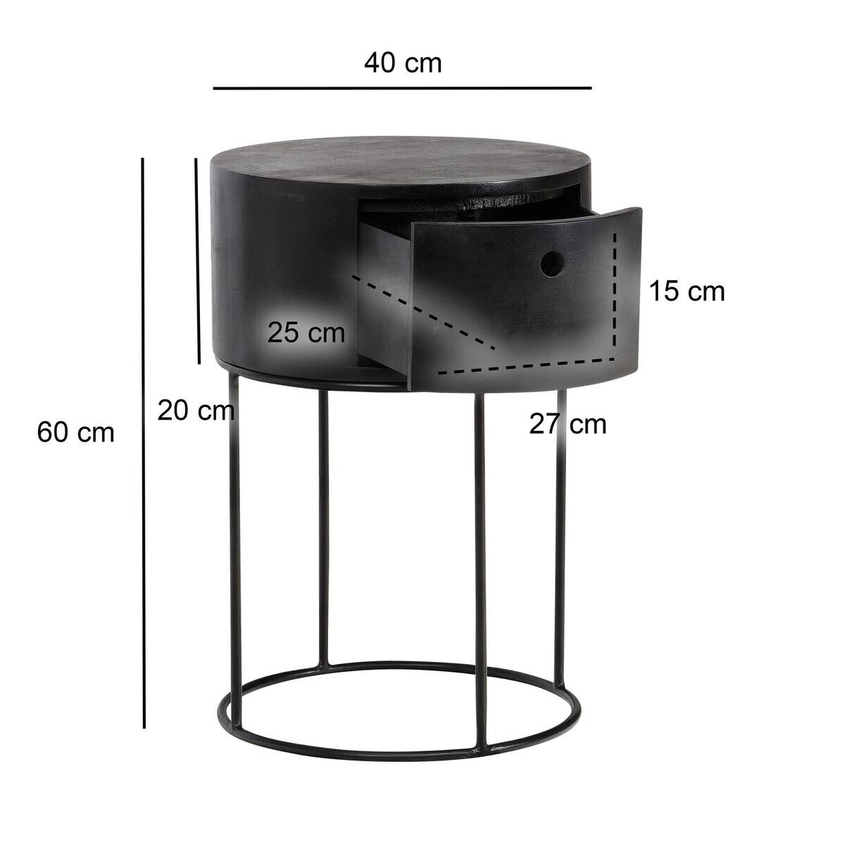 Nachtkonsole schwarz B/H/T: ca. 40x60x40 cm