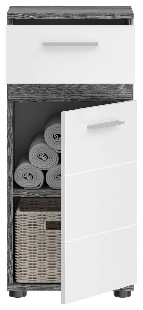 Badkommode BLAKE Rauchsilber Nachbildung weiß Hochglanz B/H/T: ca. 35x79x31 cm