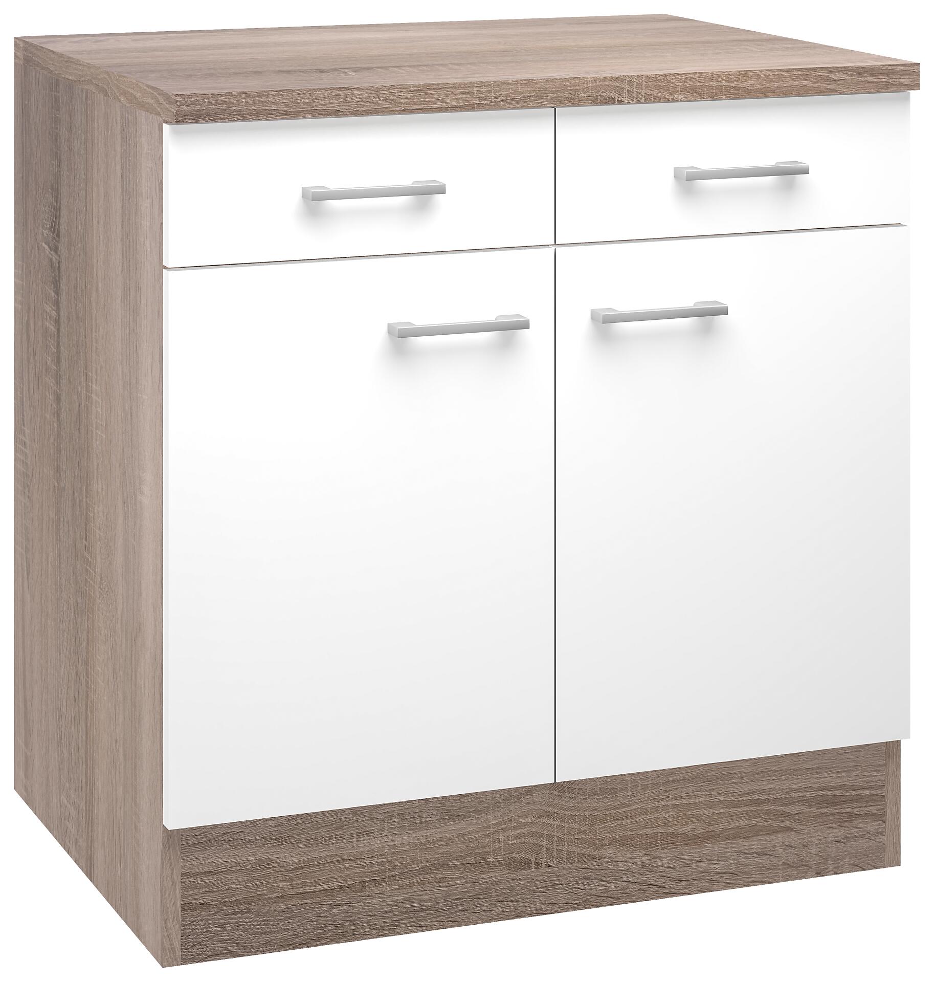 Unterschrank Samoa weiß Eiche Nachbildung B/H/T: ca. 80x85x60 cm