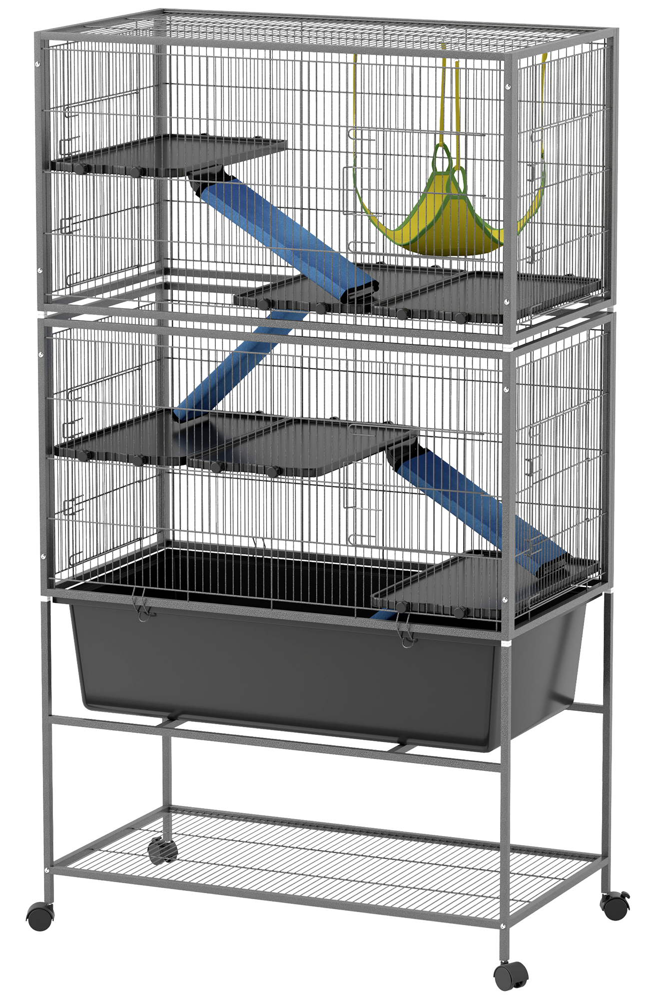 PawHut Kleintierkäfig dunkelgrau Stahl B/H/L: ca. 48x150,5x88 cm