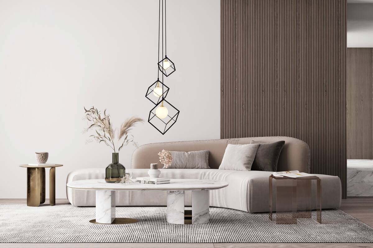 Näve Leuchten Pendelleuchte 7083022 schwarz Metall Glas B/H/T: ca. 40x147x40 cm G9 3 Brennstellen