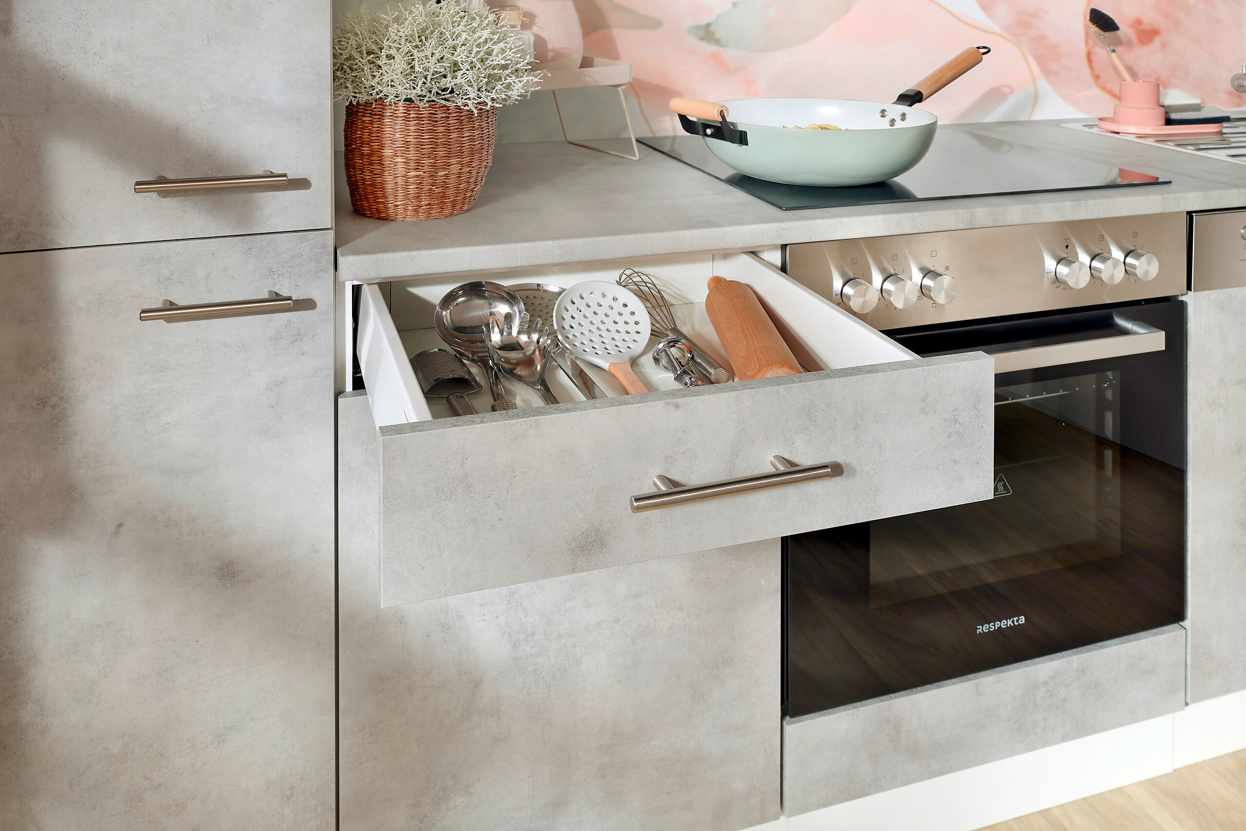 Respekta Küchenblock Malia Beton Optik B/H/T: ca. 310x200x60 cm