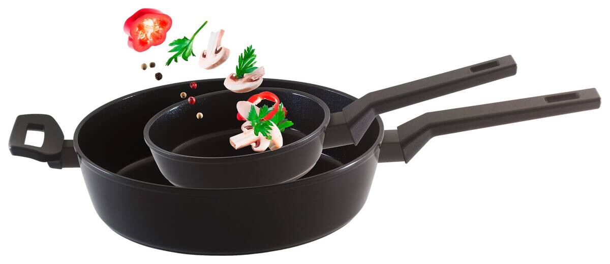 Pfanne schwarz Aluminium 2 tlg.