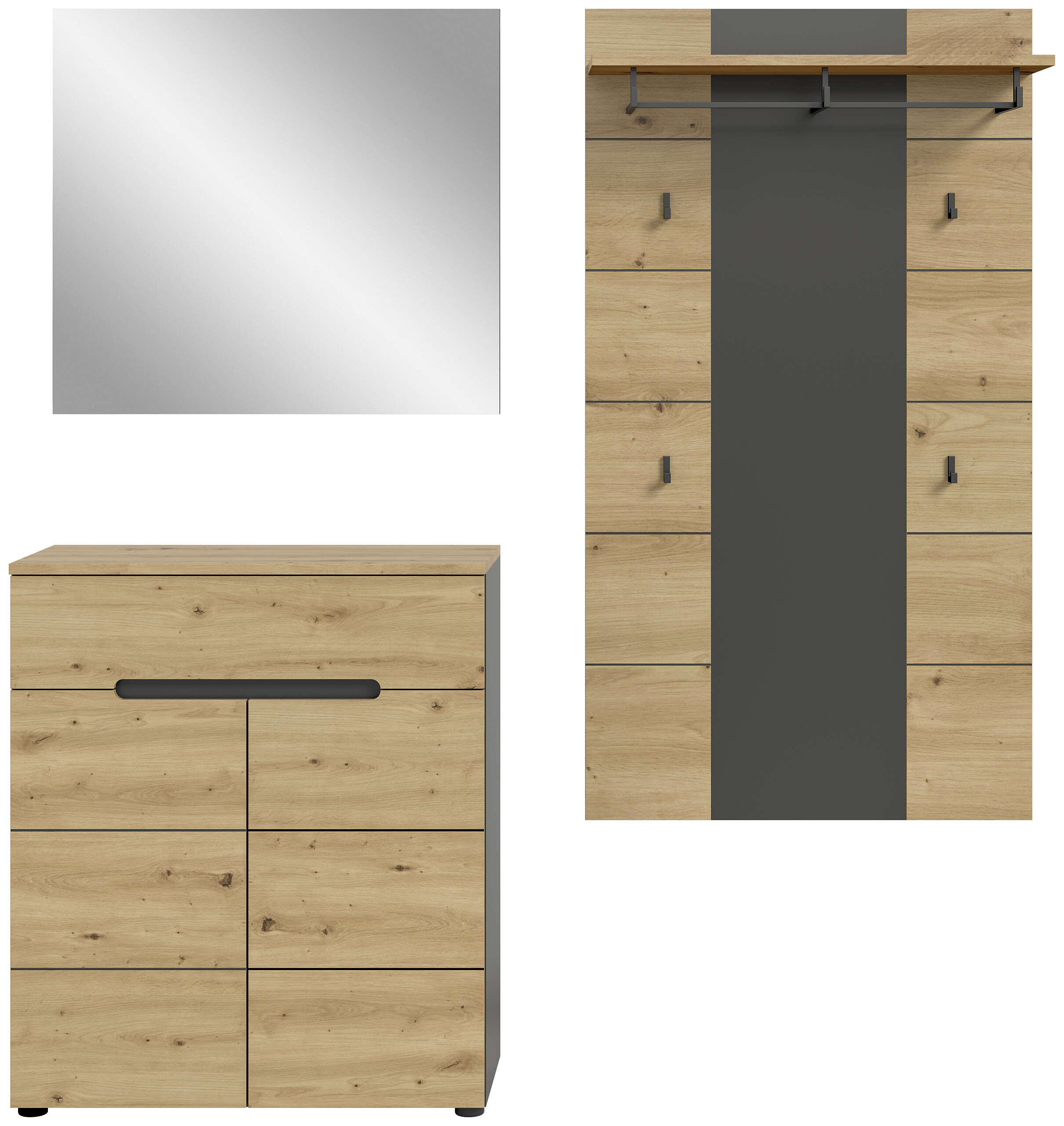 Garderobe Canu basaltgrau Nachbildung Artisan Nachbildung B/H/T: ca. 175x190x37 cm