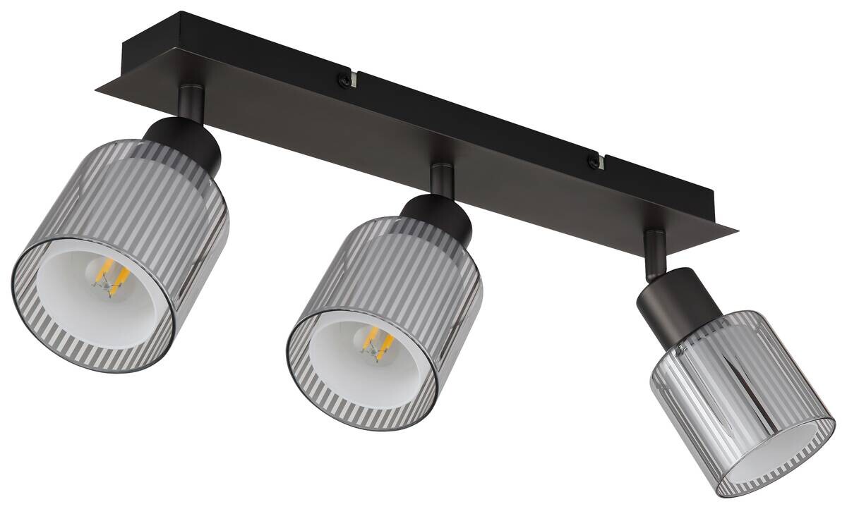 GLOBO Strahler schwarz Chrom Metall Glas B/H/L: ca. 11x41,5x17 cm E14 3 Brennstellen