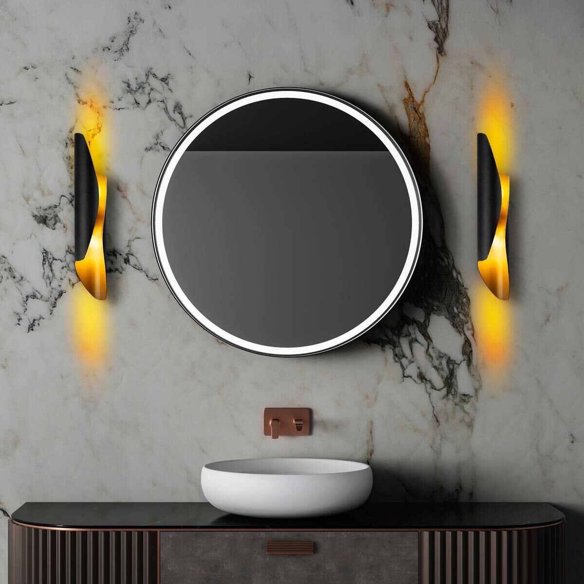 Opviq Wandleuchte schwarz Metall B/H/L: ca. 40x11x8 cm G9 2 Brennstellen