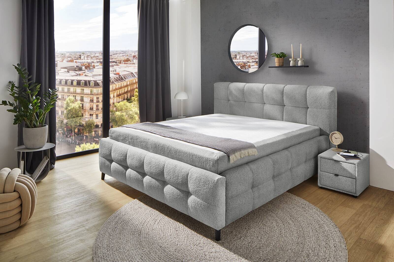 Polsterbett  hellgrau Liegefläche B/L: ca. 180x200 cm