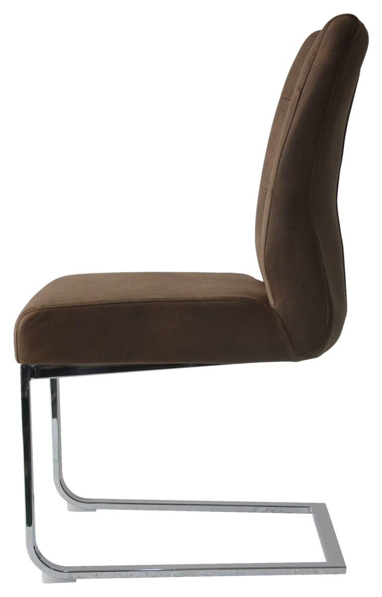 Schwingstuhl MARLEN-XXL 2er-Set dunkelbraun Vintage Chrom Stoff Metall B/H/T: ca. 72x96x80 cm