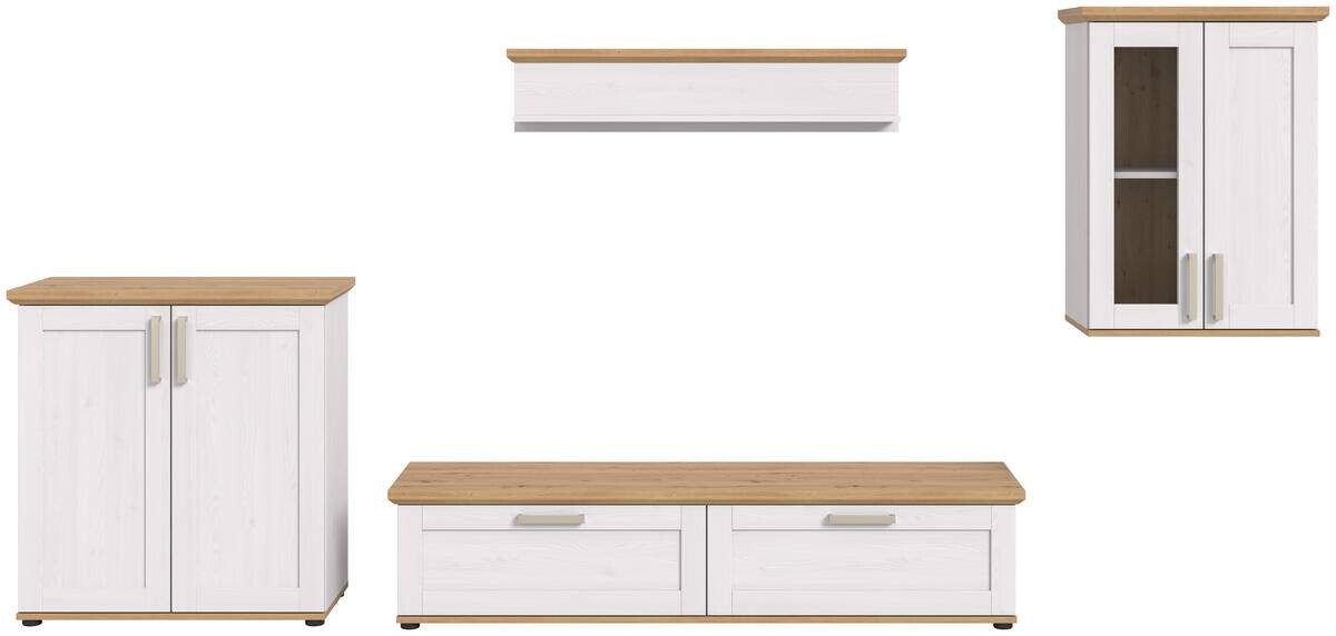 Wohnwand VERONA Lärche Nachbildung Eiche Nachbildung B/H/T: ca. 336x161x40 cm