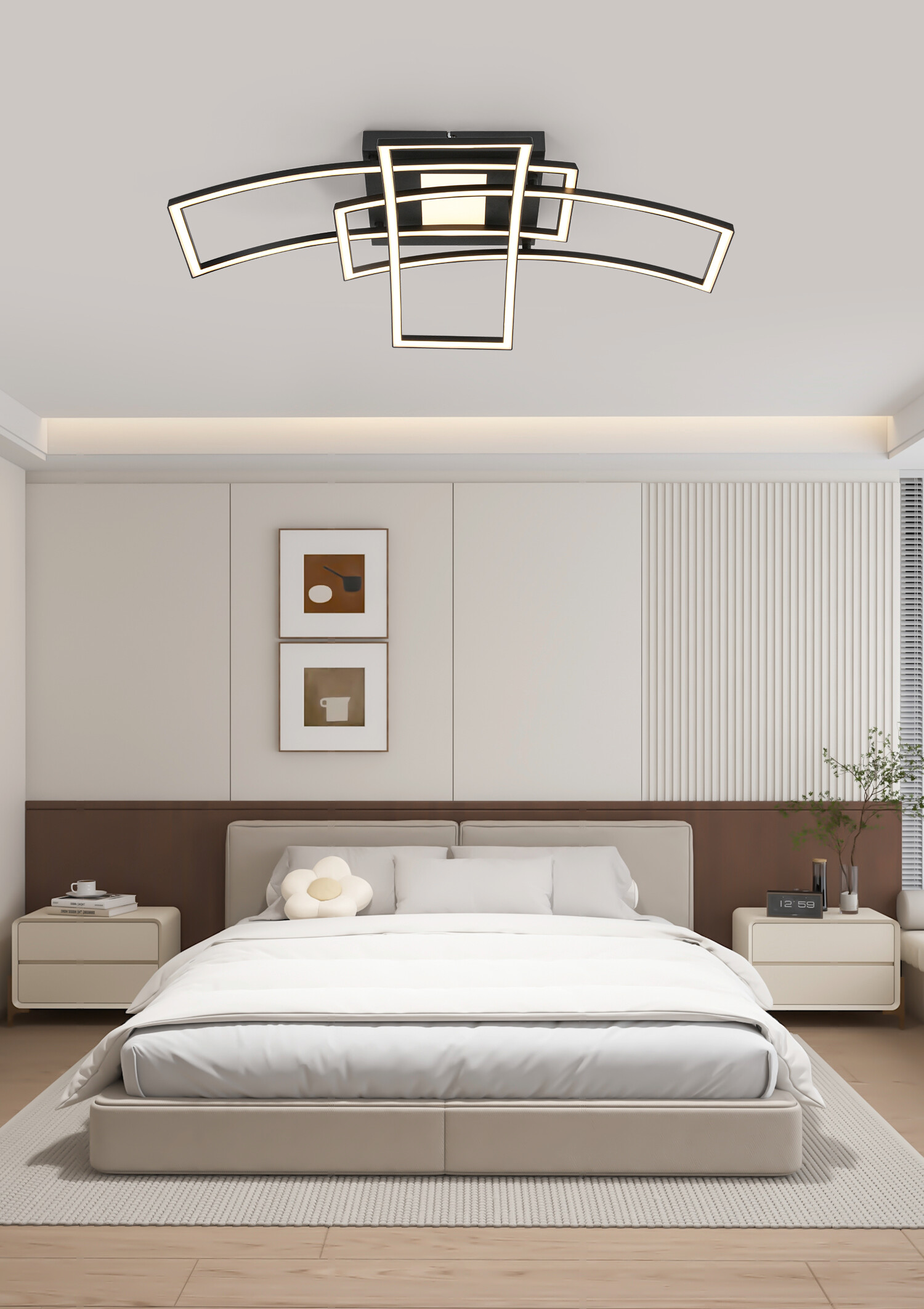 Nolo LED-Deckenleuchte Curve schwarz Metall B/H/L: ca. 59x15x82 cm