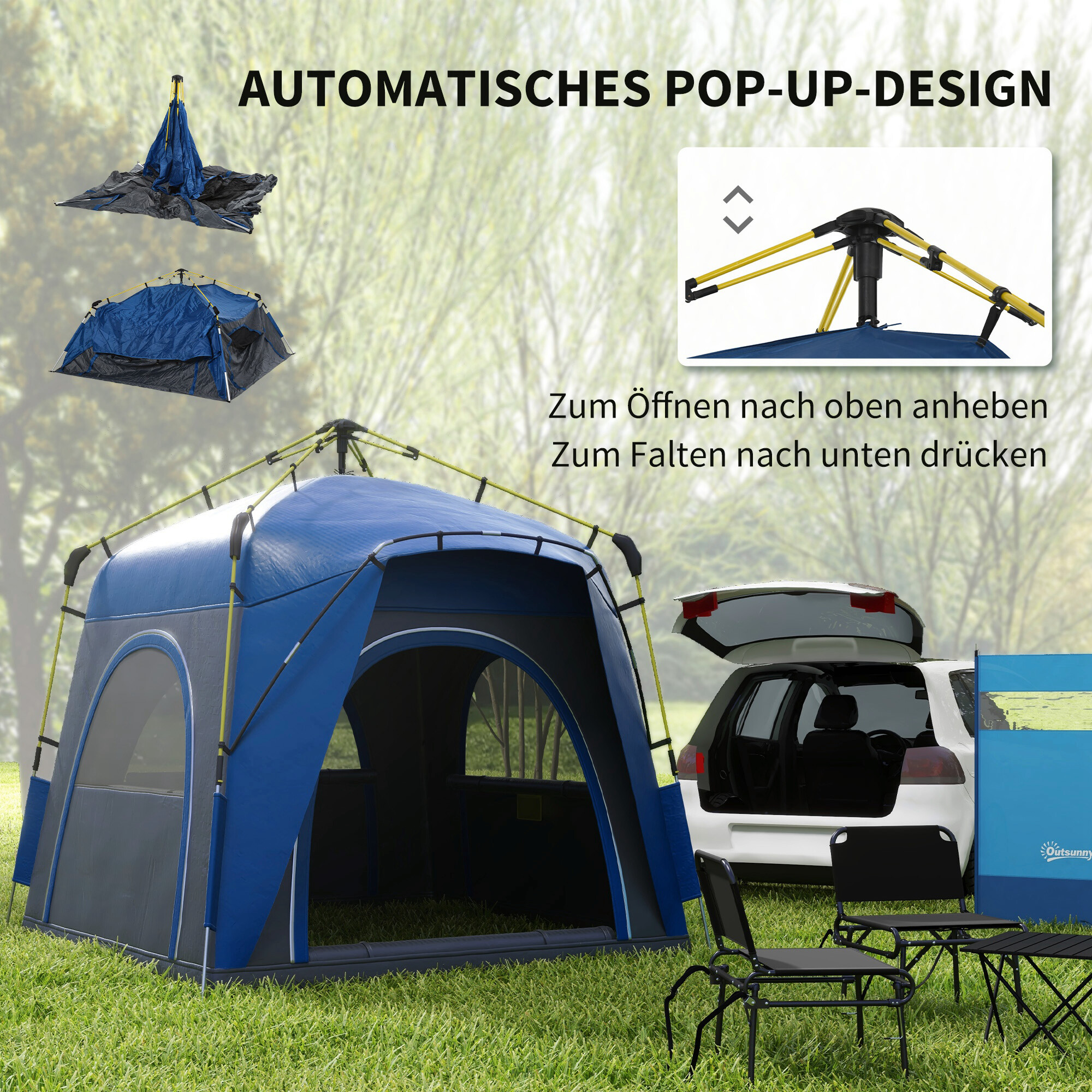 Outsunny Campingzelt blau Aluminium B/H/L: ca. 240x199x240 cm