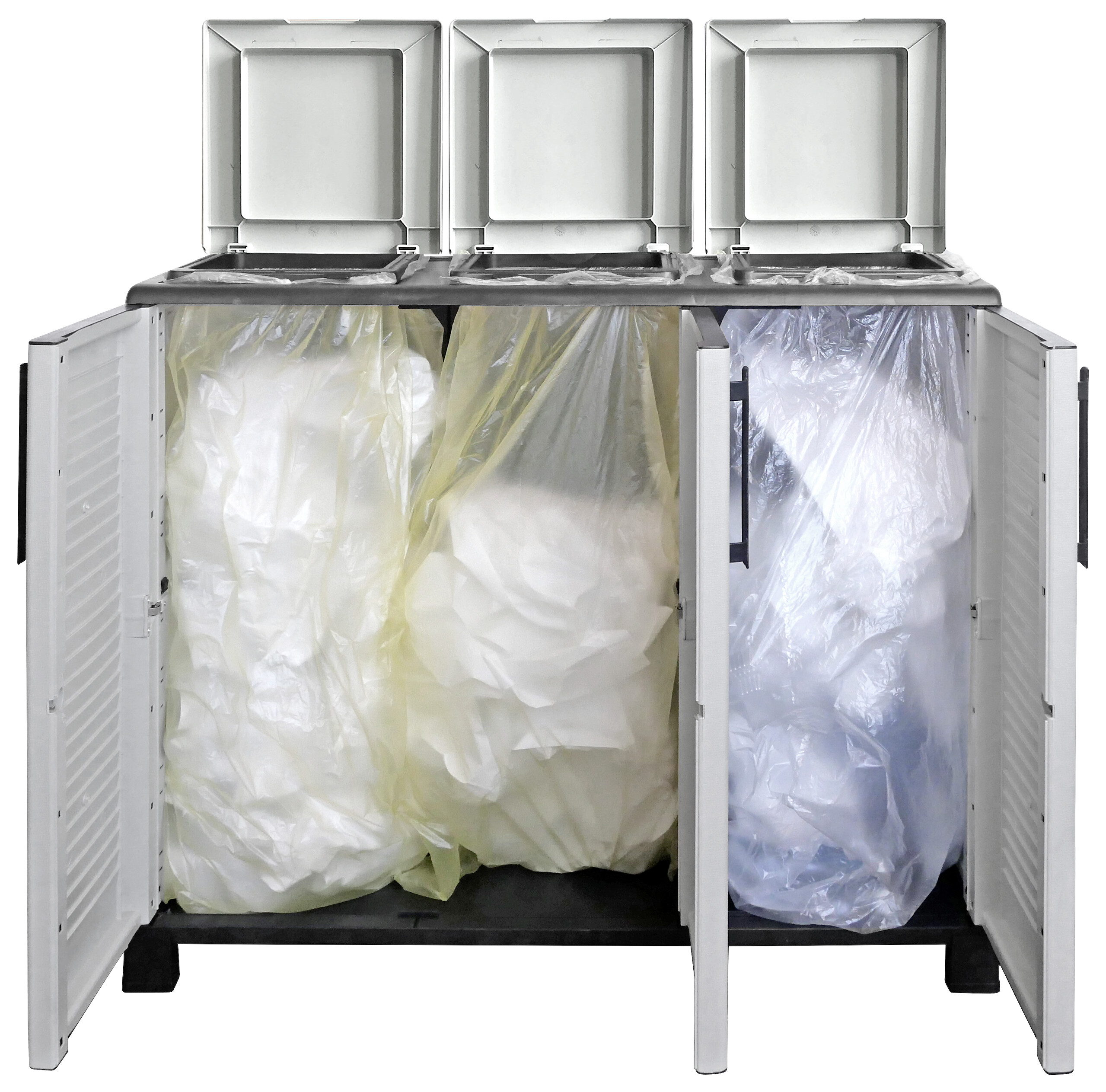 ArtPlast Mülltrennungsschrank Family hellgrau Kunststoff B/H/T: ca. 102x90x37 cm