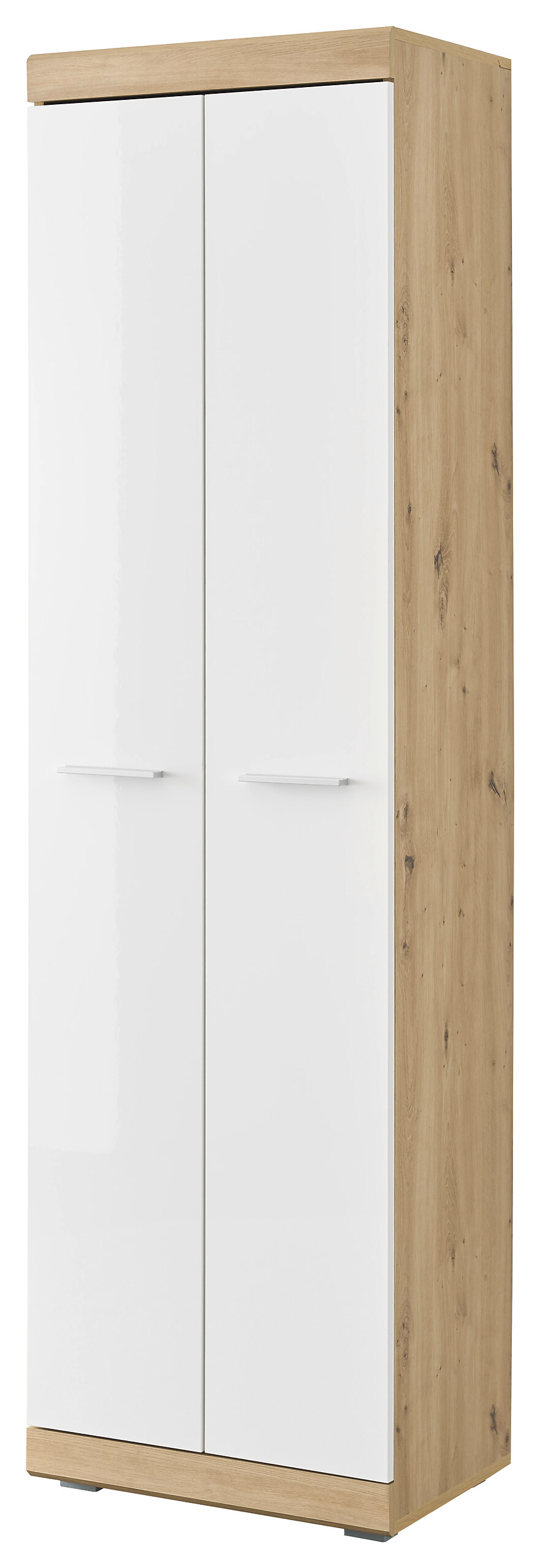 Garderobenschrank Nola Eiche Artisan Nachbildung weiß Hochglanz B/H/T: ca. 55x195x38 cm