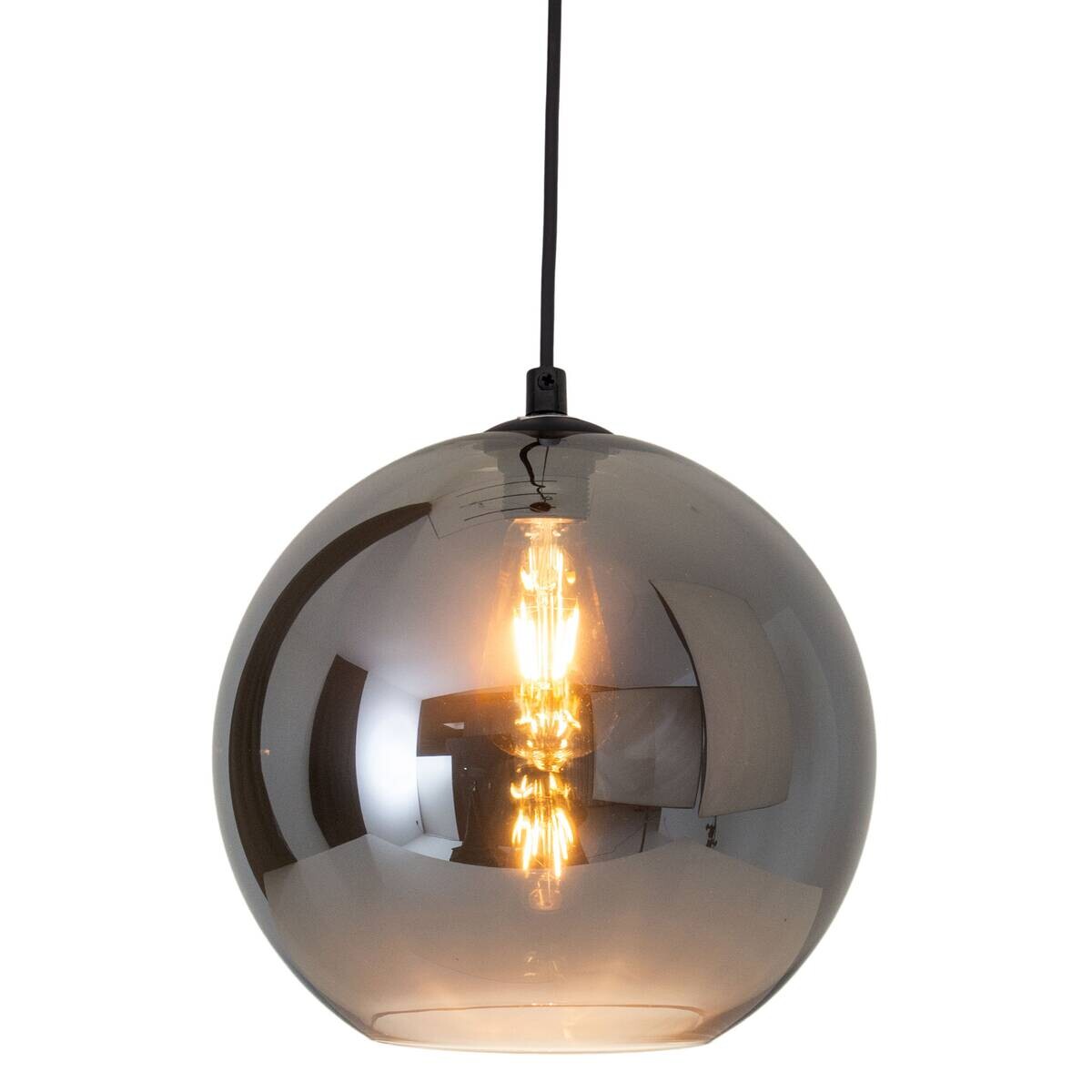 Näve Leuchten Pendelleuchte 6126797 anthrazit Metall Glas B/H/T: ca. 25x125x25 cm E27 1 Brennstellen