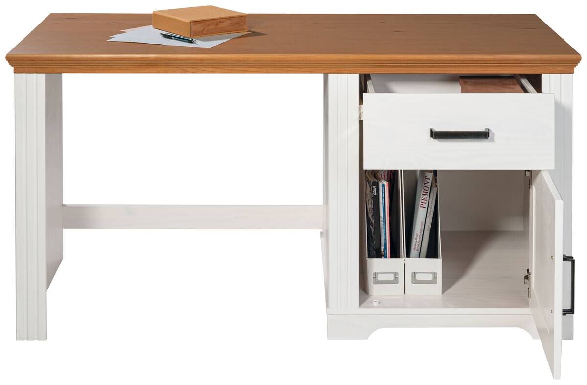 Schreibtisch Maluno weiß lackiert B/H/L: ca. 65x76x150 cm