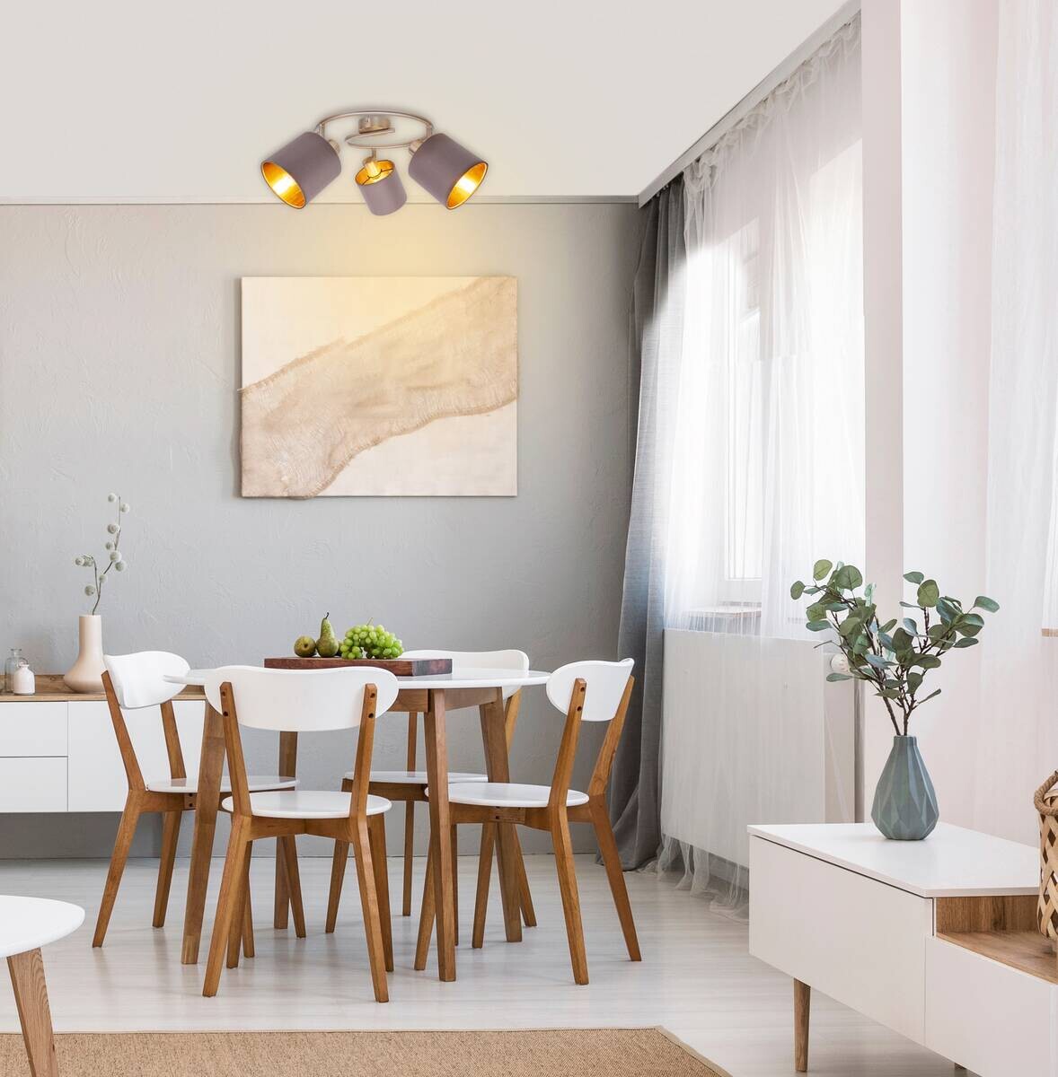 Näve Leuchten Spotleuchte 1386614 braun Textil Metall B/H/T: ca. 52x21x52 cm 3 Brennstellen