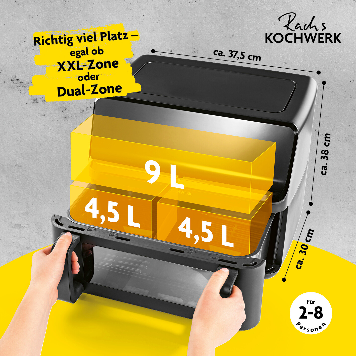 Rachs KOCHWERK Heißluftfritteuse 14349 schwarz Kunststoff B/H/L: ca. 37,5x38x30 cm ca. 9 l