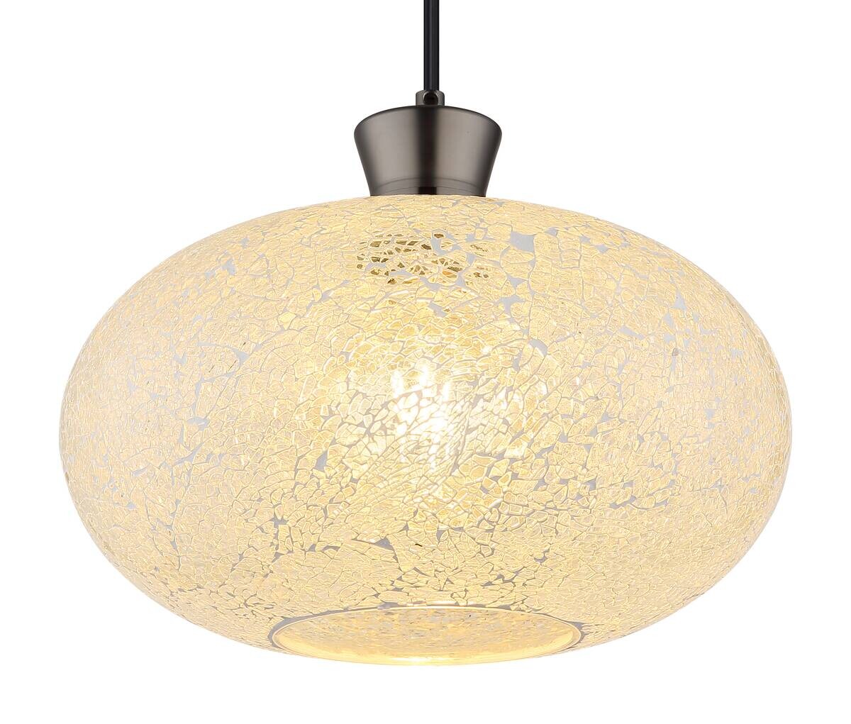 GLOBO Hängeleuchte Chrom schwarz Metall Glas B/H/L: ca. 19x33x33 cm E27 1 Brennstellen