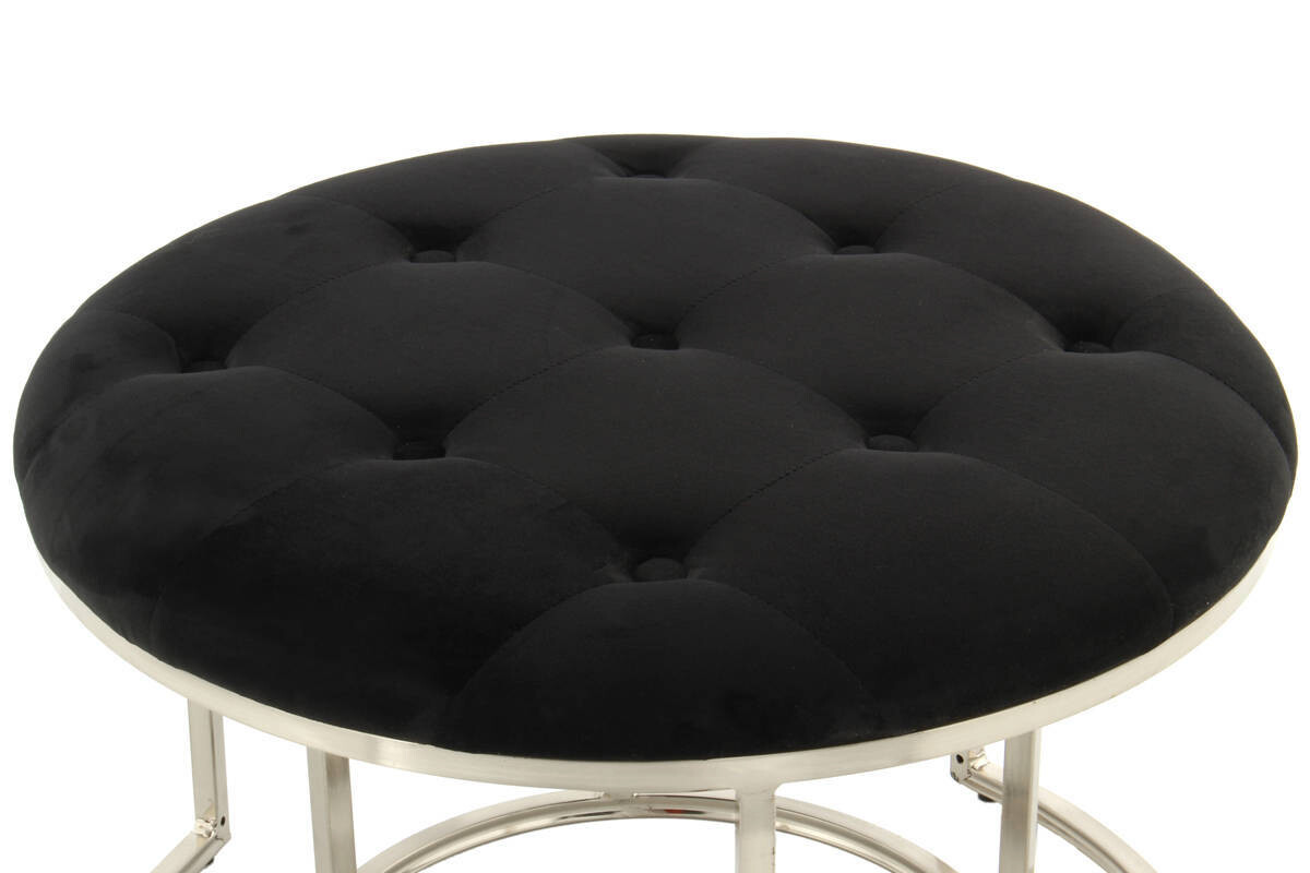 360 Living Hocker Becky 800 2er schwarz silber Samt Metall H/D: ca. 41x60 cm