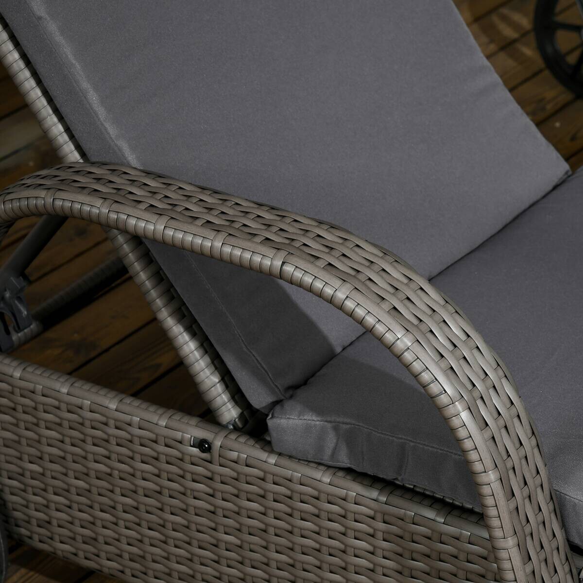 Outsunny Gartenliege 2er Set dunkelgrau Glas B/H/L: ca. 73x103x200 cm