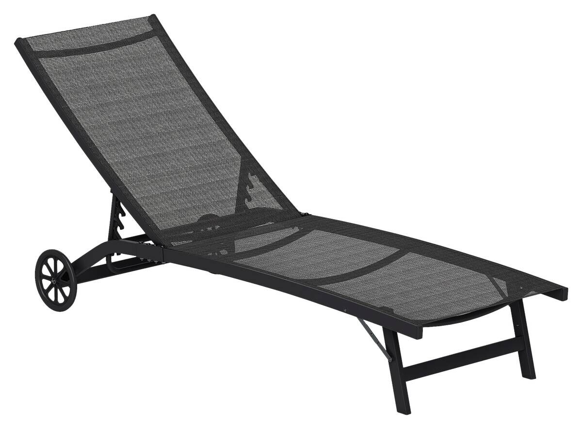 Outsunny Sonnenliege schwarz Aluminium B/H/L: ca. 165x102x66 cm