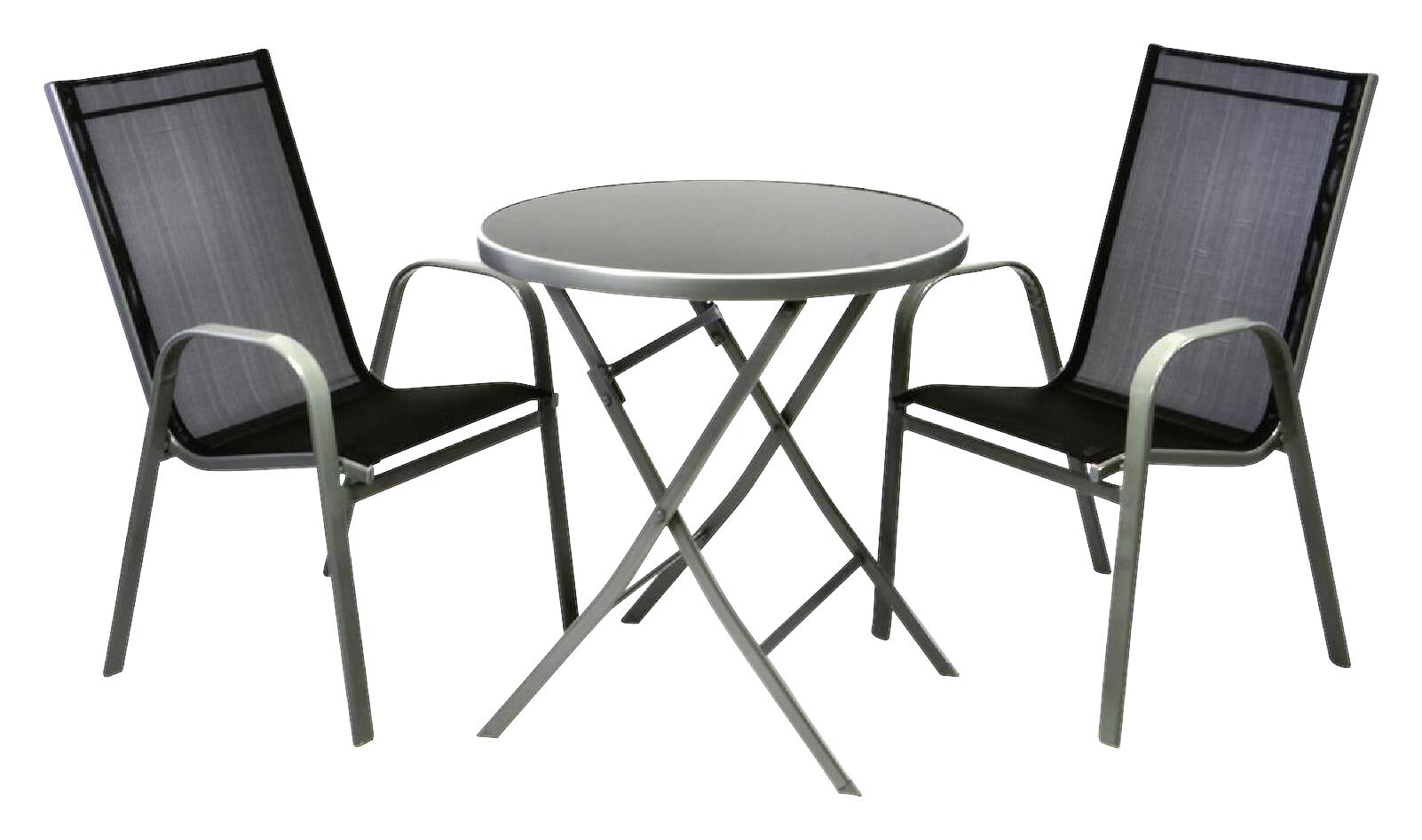 VCM Gartensitzgruppe schwarz Stahl B/H/D: ca. 55x92x73 cm