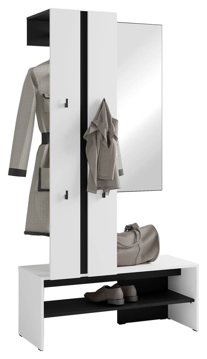 Garderobenset NANTE weiß schwarz B/H/T: ca. 100x186x40 cm
