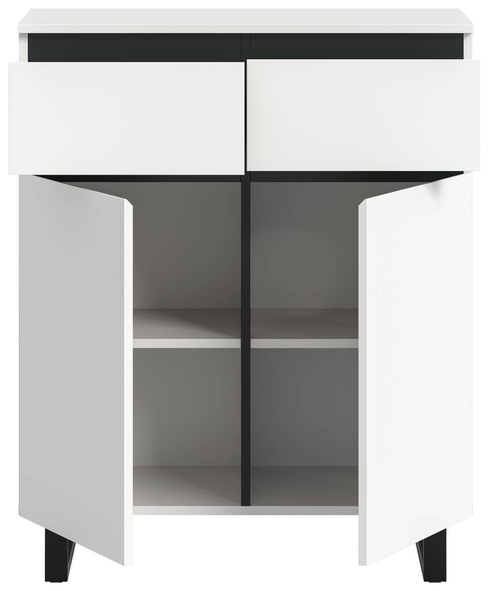 Kommode Tomasa weiß schwarz B/H/T: ca. 80x99x36 cm