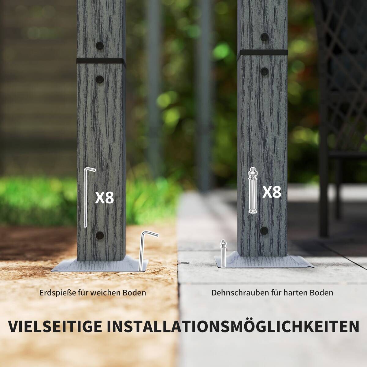 Outsunny Pergola grau Aluminium B/H/L: ca. 296x232x299 cm