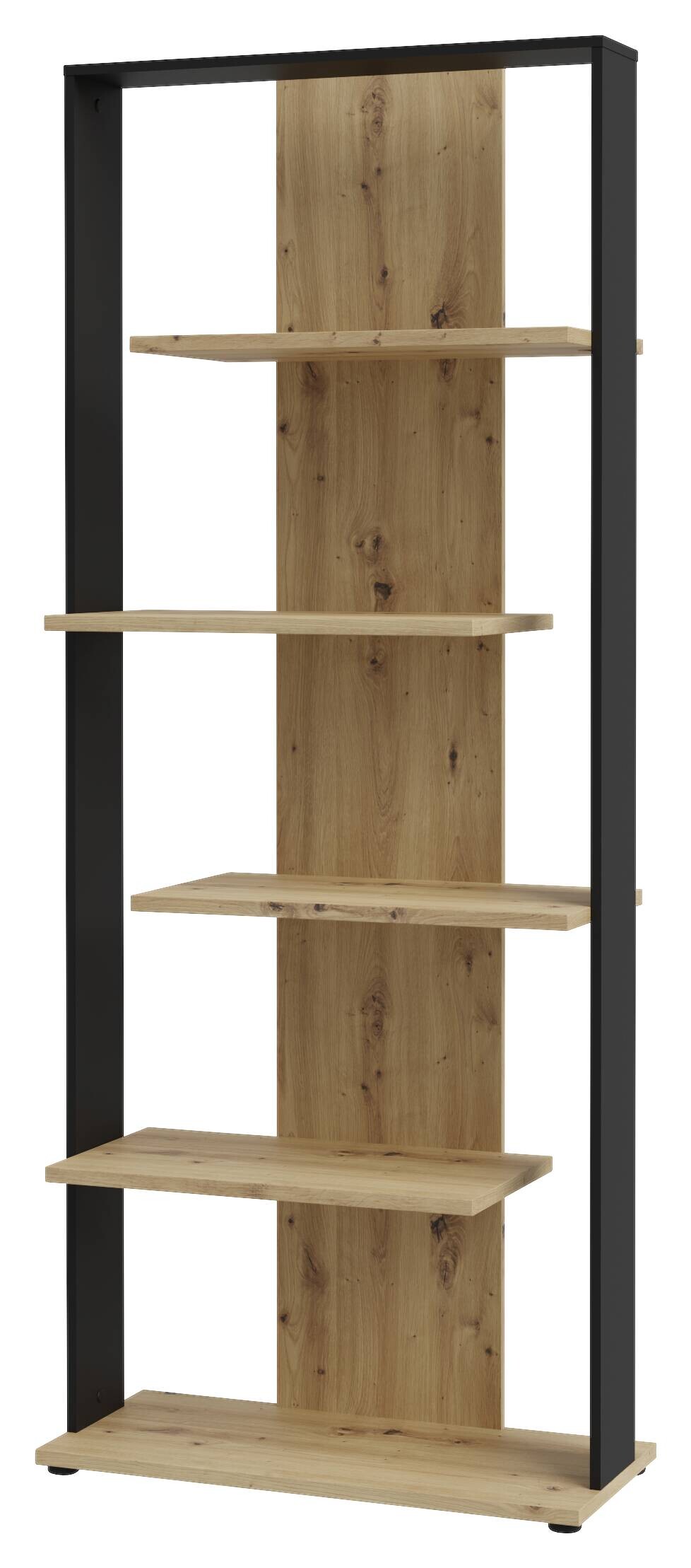 Regal  Eiche Artisan Nachbildung schwarz B/H/T: ca. 80x198x35 cm