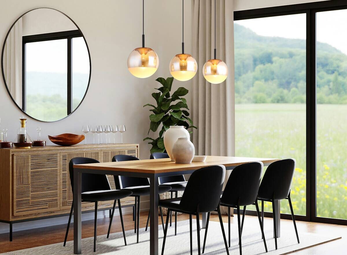 GLOBO LED-Hängeleuchte schwarz messing Aluminium Metall B/H/L: ca. 25x130x106 cm 1.0 Brennstellen