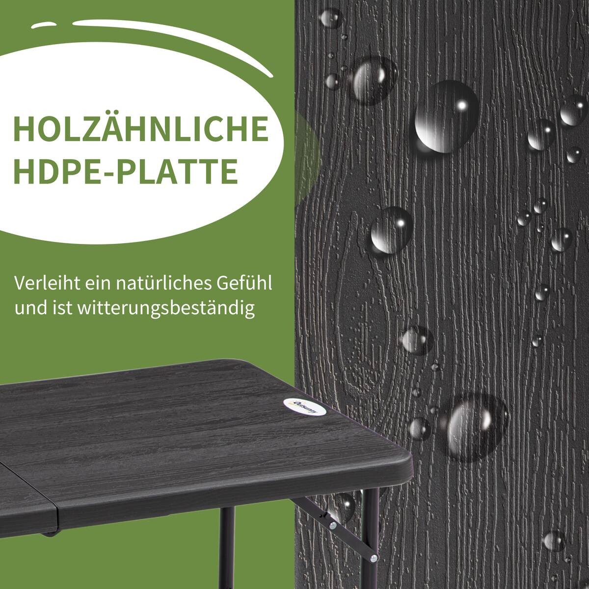 Outsunny Gartentisch dunkelgrau Stahl B/H/L: ca. 60x74x118 cm