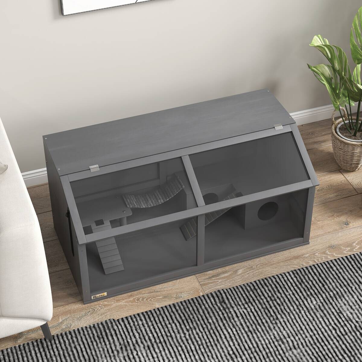 PawHut Tier-Zubehör dunkelgrau Edelstahl B/H/L: ca. 52x100x50 cm