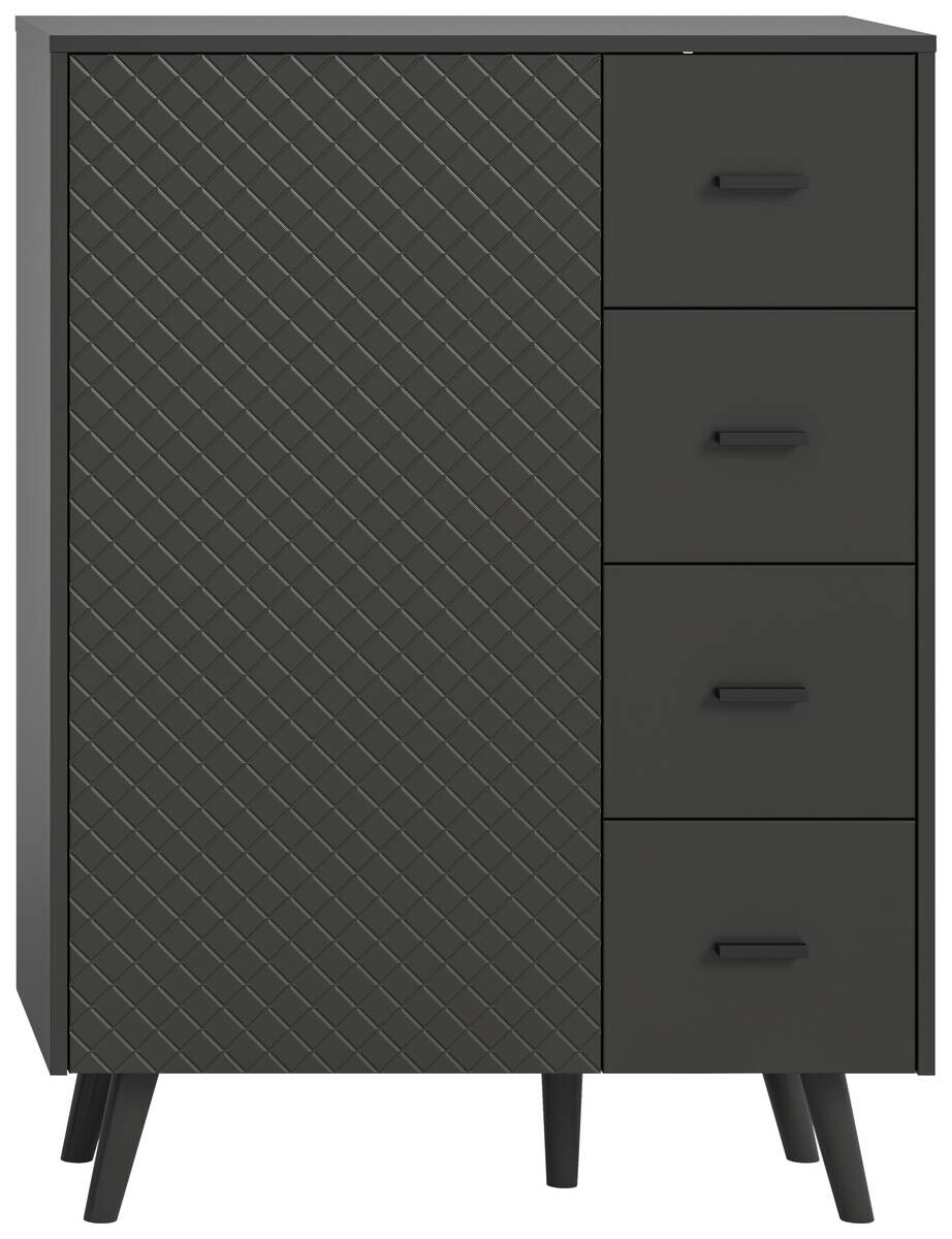 Kommode LINEA grau schwarz B/H/T: ca. 84x114x37 cm