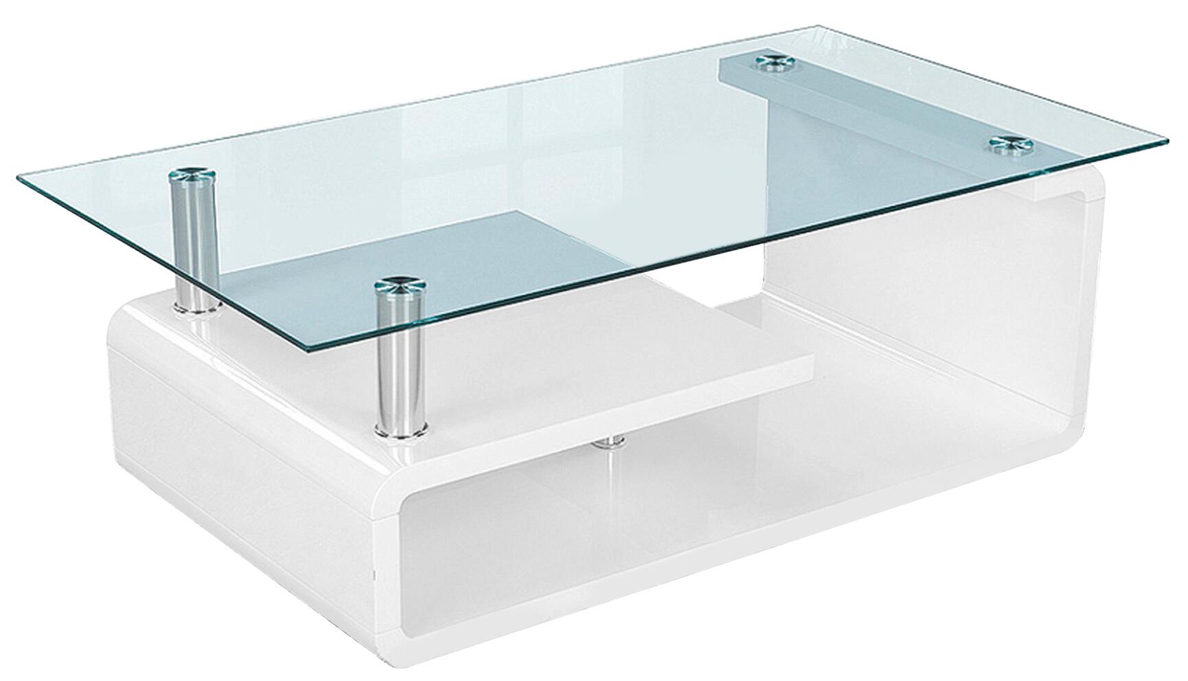 Glascouchtisch Emil glasklar weiß B/H/T: ca. 110x40x65 cm