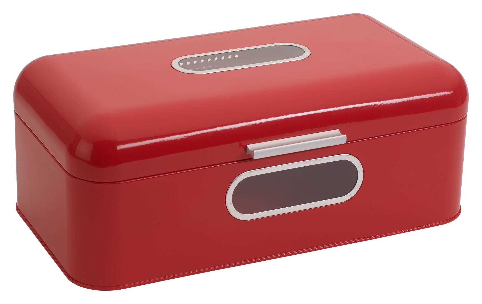 ECHTWERK Brotkasten Retro rot Metall B/H/L: ca. 23,8x17x42,5 cm