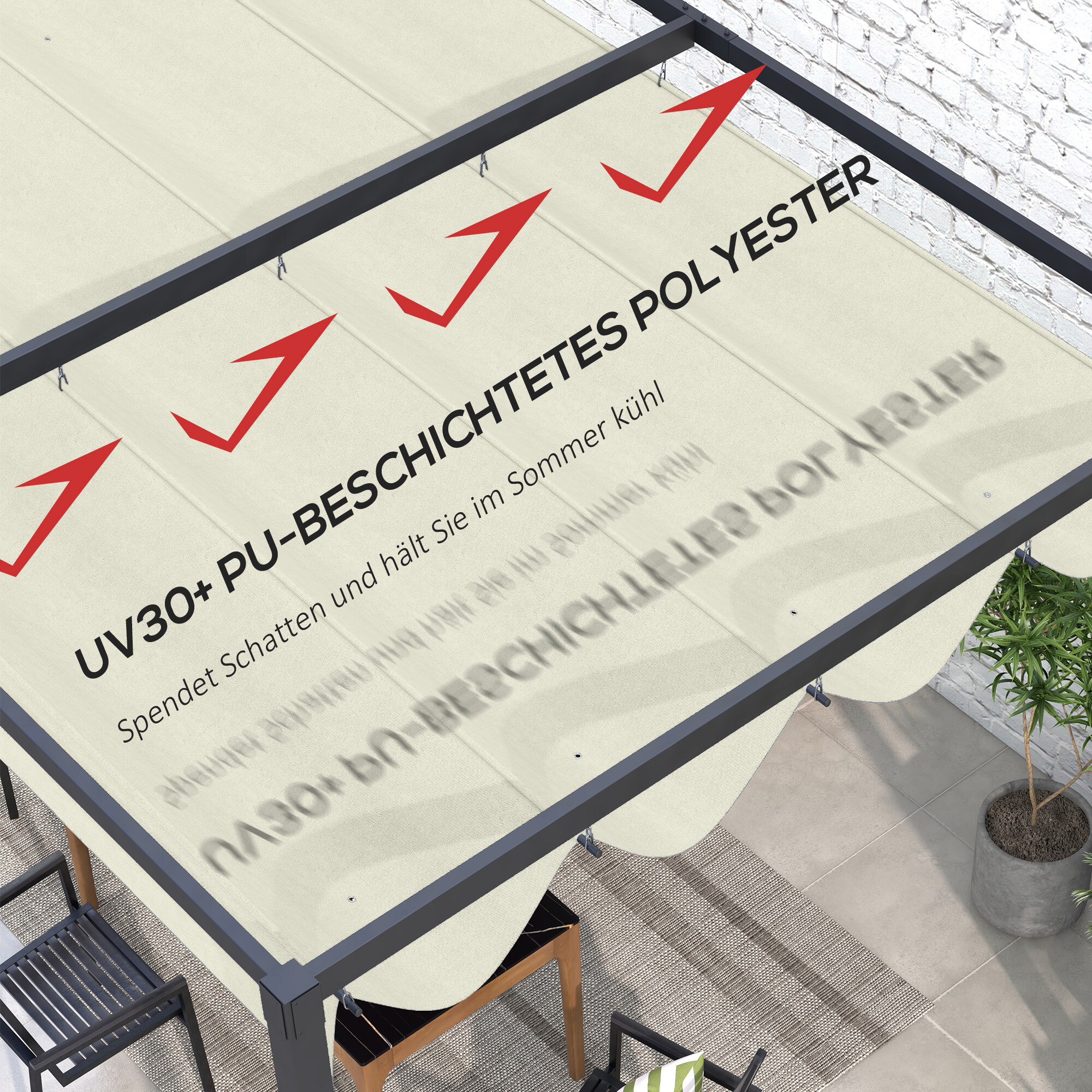 Outsunny Ersatzdach cremeweiß Polyester B/H/L: ca. 245x23x286 cm