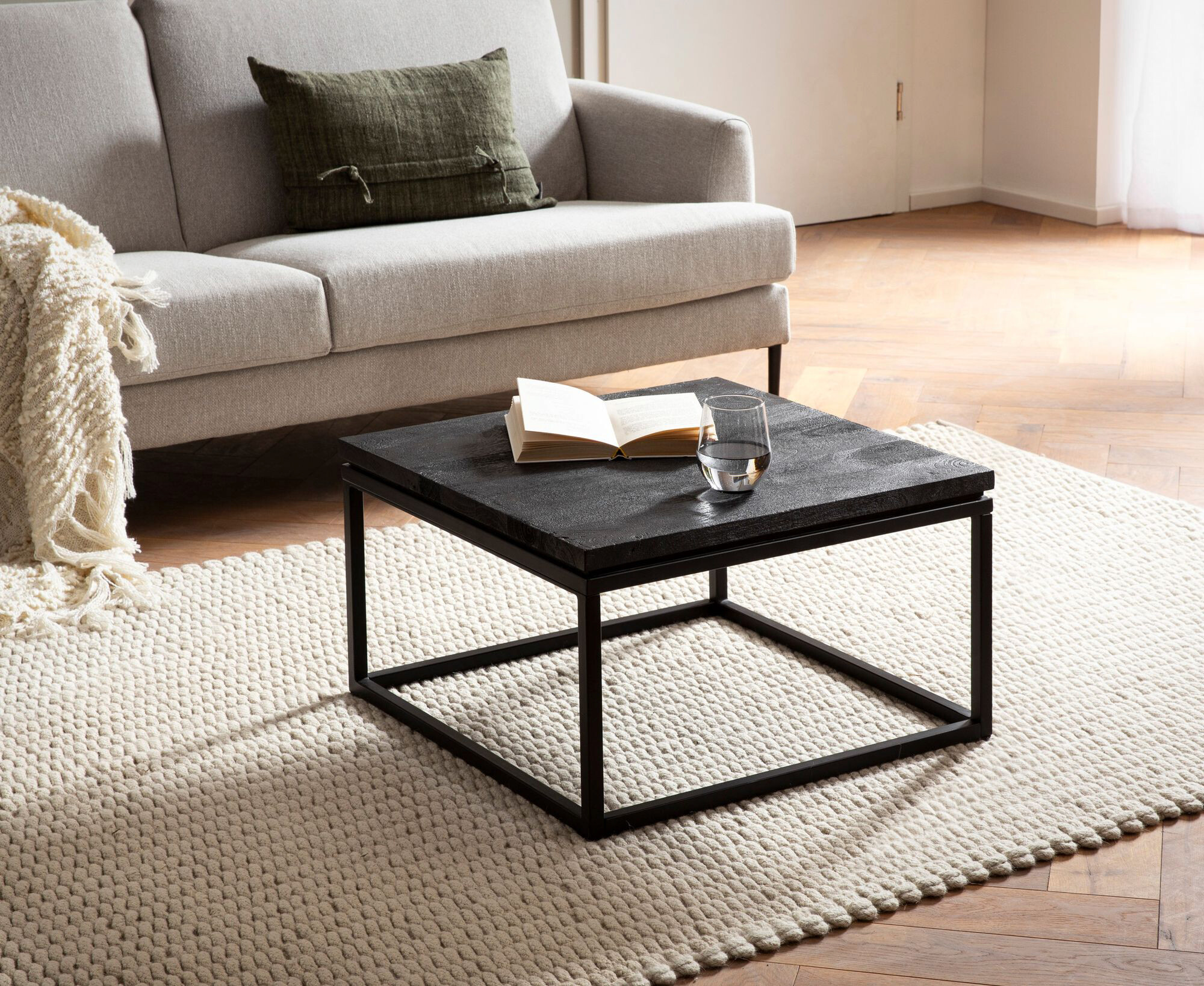 Wohnling Couchtisch schwarz Mango B/H/T: ca. 60x35x60 cm