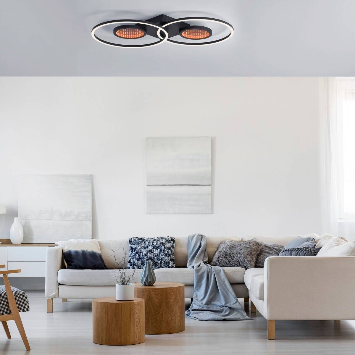 Just Light LED Deckenleuchte Tunel schwarz weiß Kunststoff Aluminium H/L: ca. 7x70 cm 2 Brennstellen