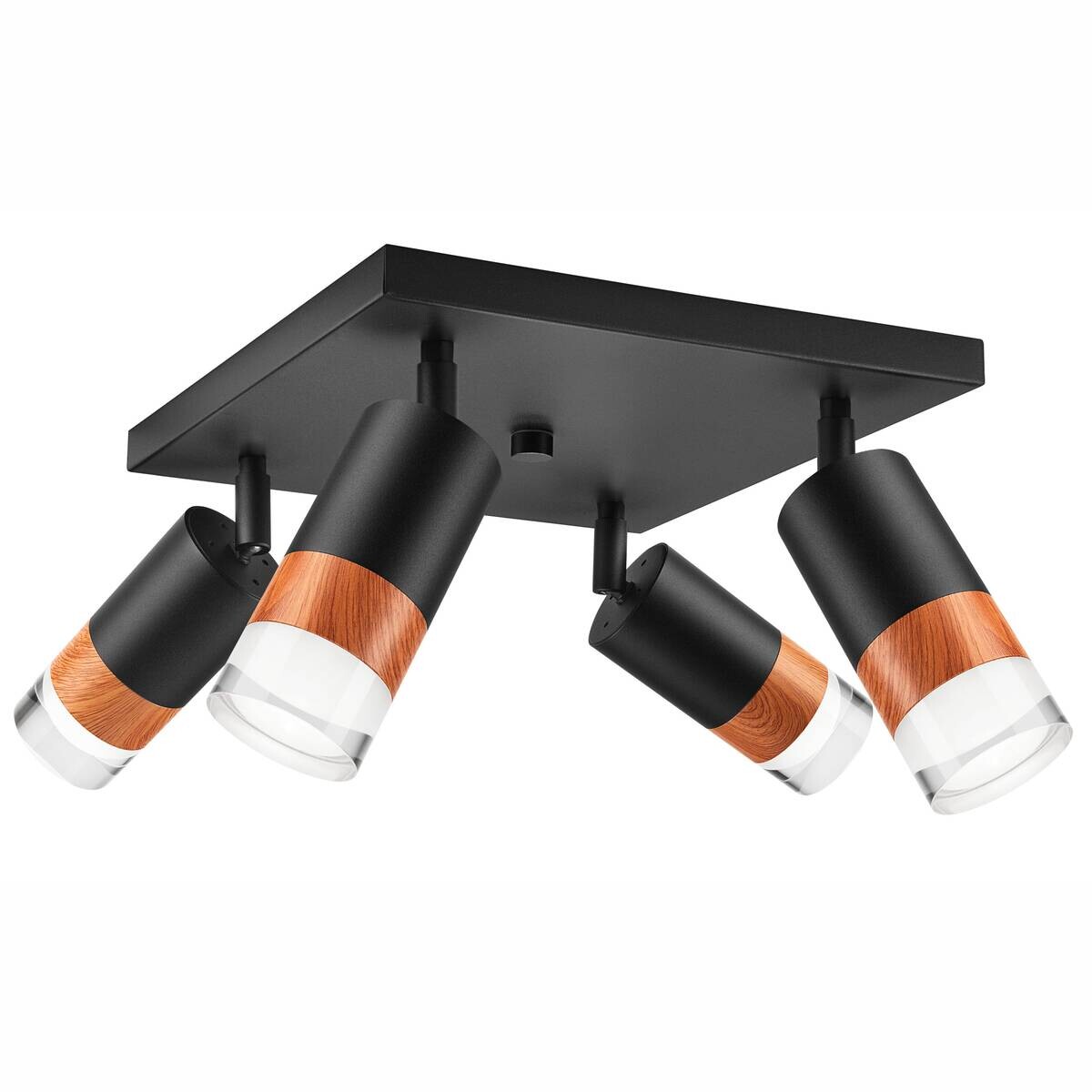 Lamkur Deckenleuchte schwarz Stahl Glas B/H/L: ca. 28x19x28 cm 4 Brennstellen