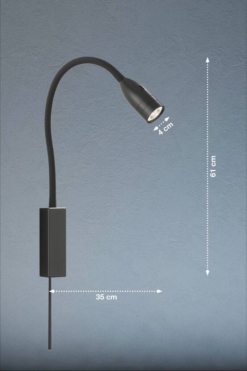 Fischer & Honsel LED-Wandspot 30170 schwarz Metall B/H/T: ca. 4x61x4 cm 1 Brennstellen
