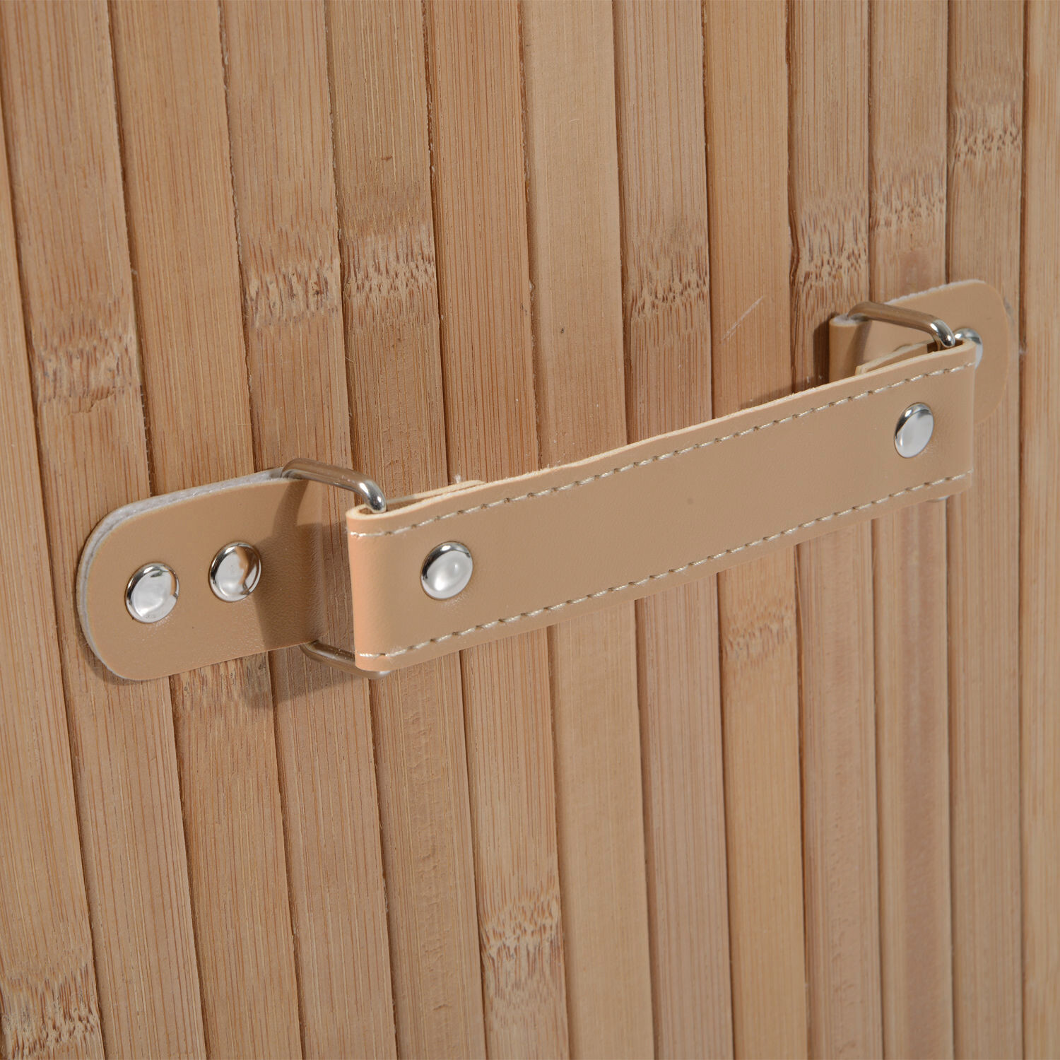 HOMCOM Wäschekorb mit 2 Tragegriffen natur Bambus Stoff Kunststoff B/H/L: ca. 30x60x40 cm