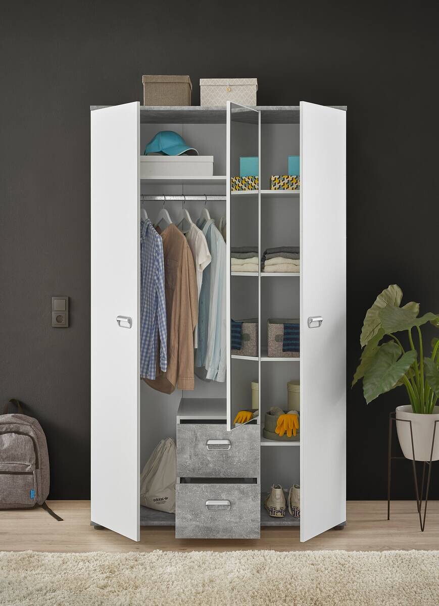 Kleiderschrank Matino Beton B/H/T: ca. 115x191x53 cm