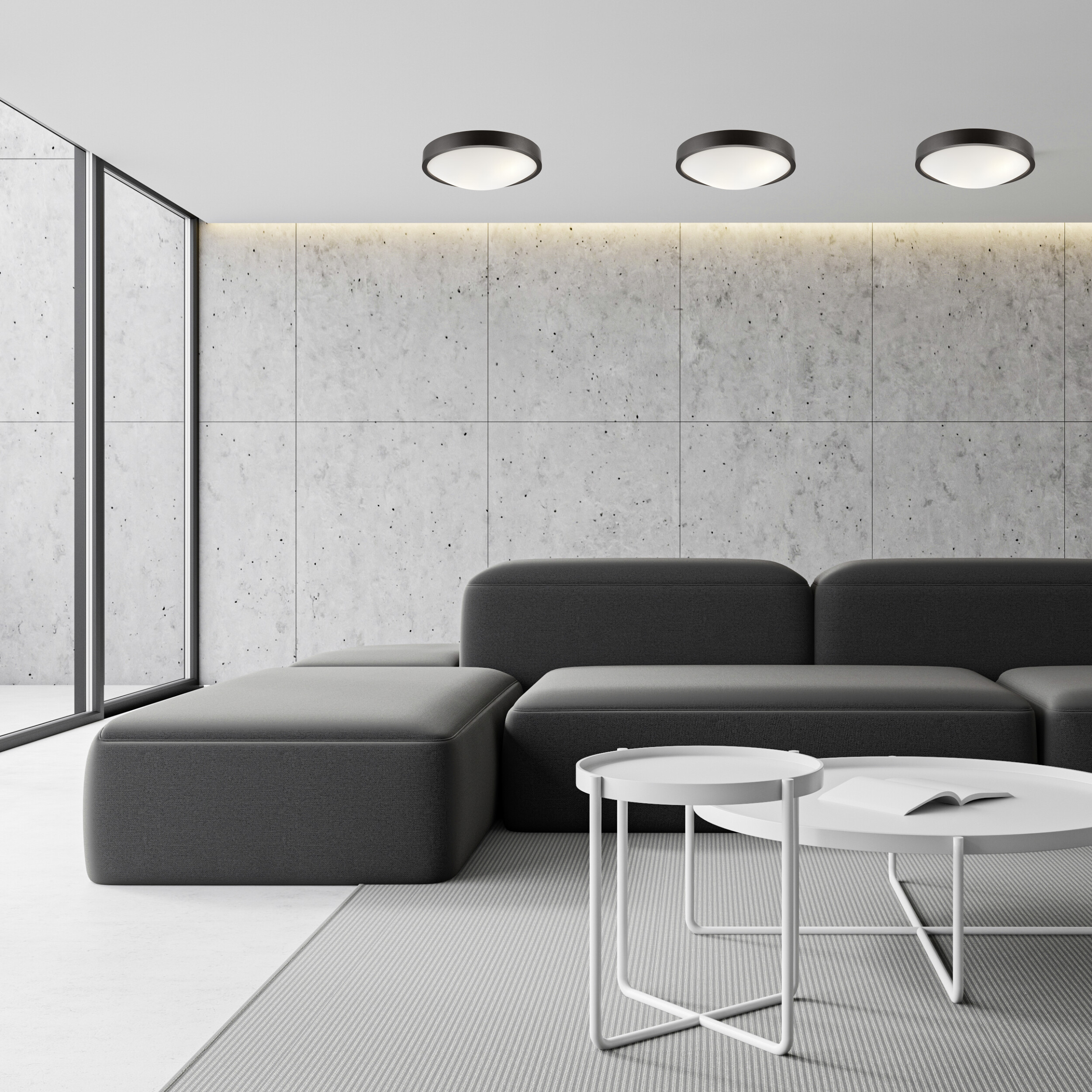 Lamkur Deckenleuchte dunkelbraun Glas Holz B/H/L: ca. 38,5x12x38,5 cm 2 Brennstellen