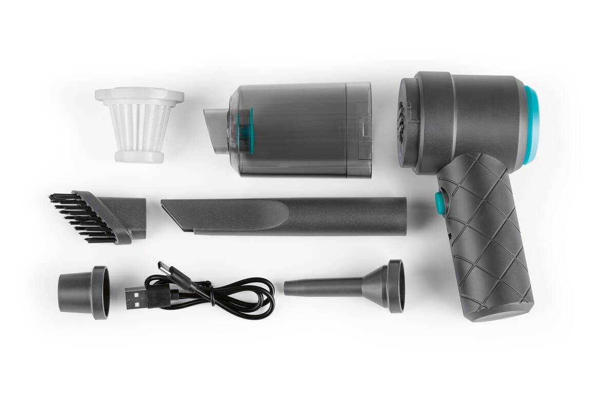 CLEANmaxx Akku-Handstaubsauger blau grau B/H/L: ca. 6,5x11,5x16 cm