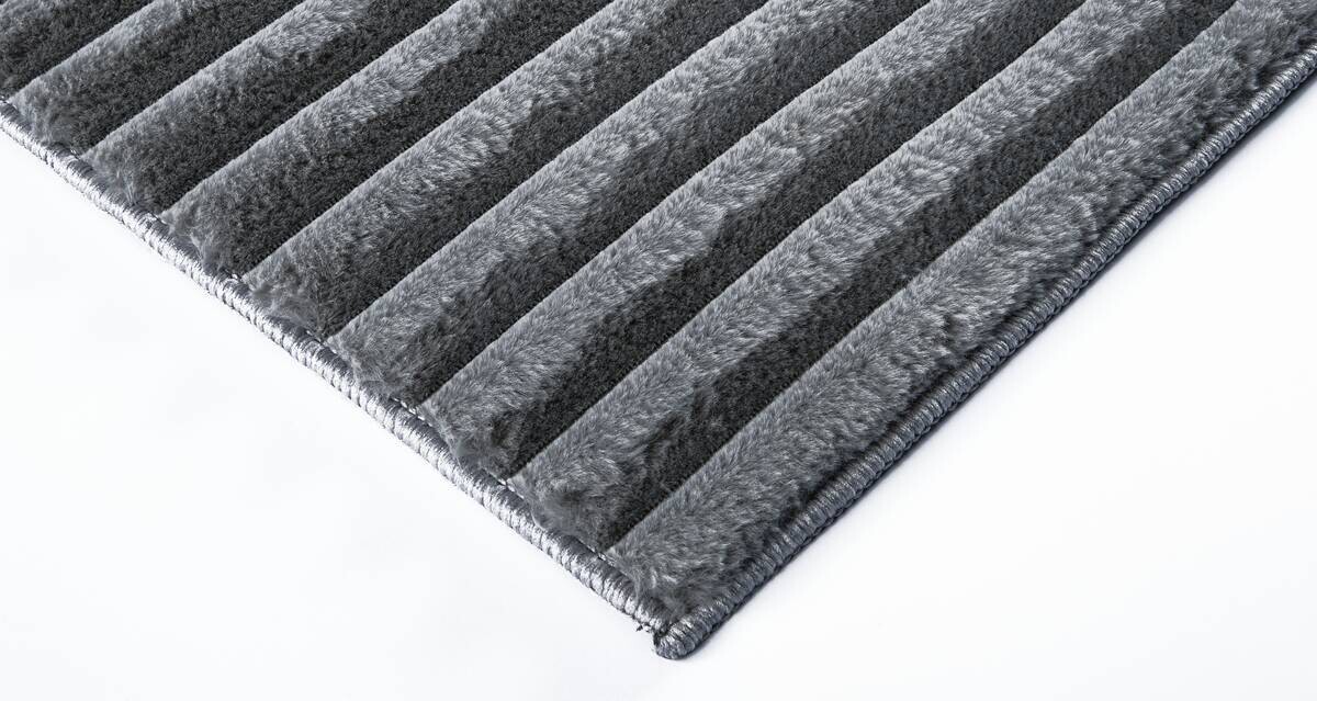 Fellimitat Stripy anthrazit B/L: ca. 120x160 cm