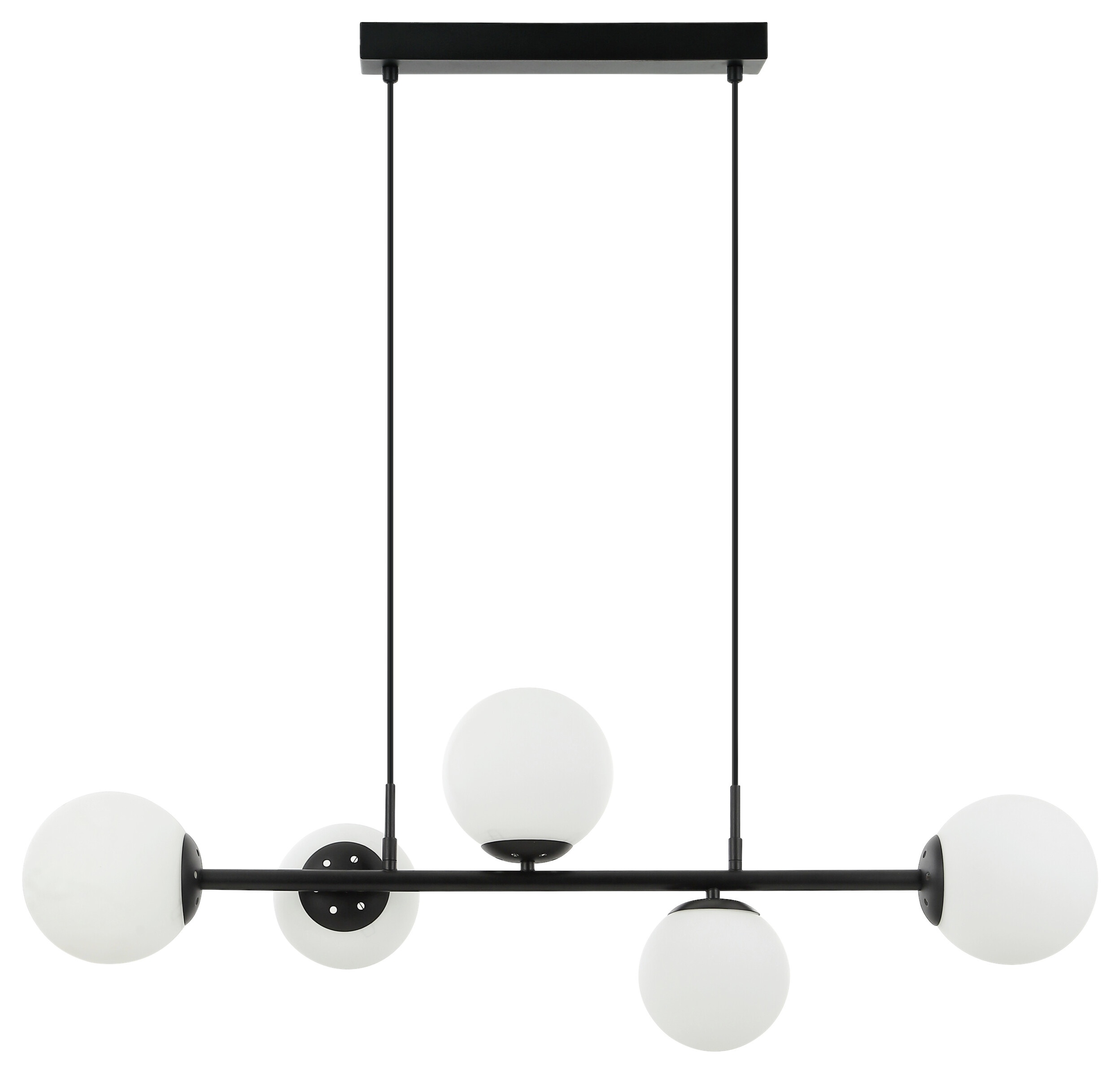 Lamkur Pendelleuchte Maddie schwarz Glas Stahl B/H/L: ca. 120x23x93 cm E14 5 Brennstellen