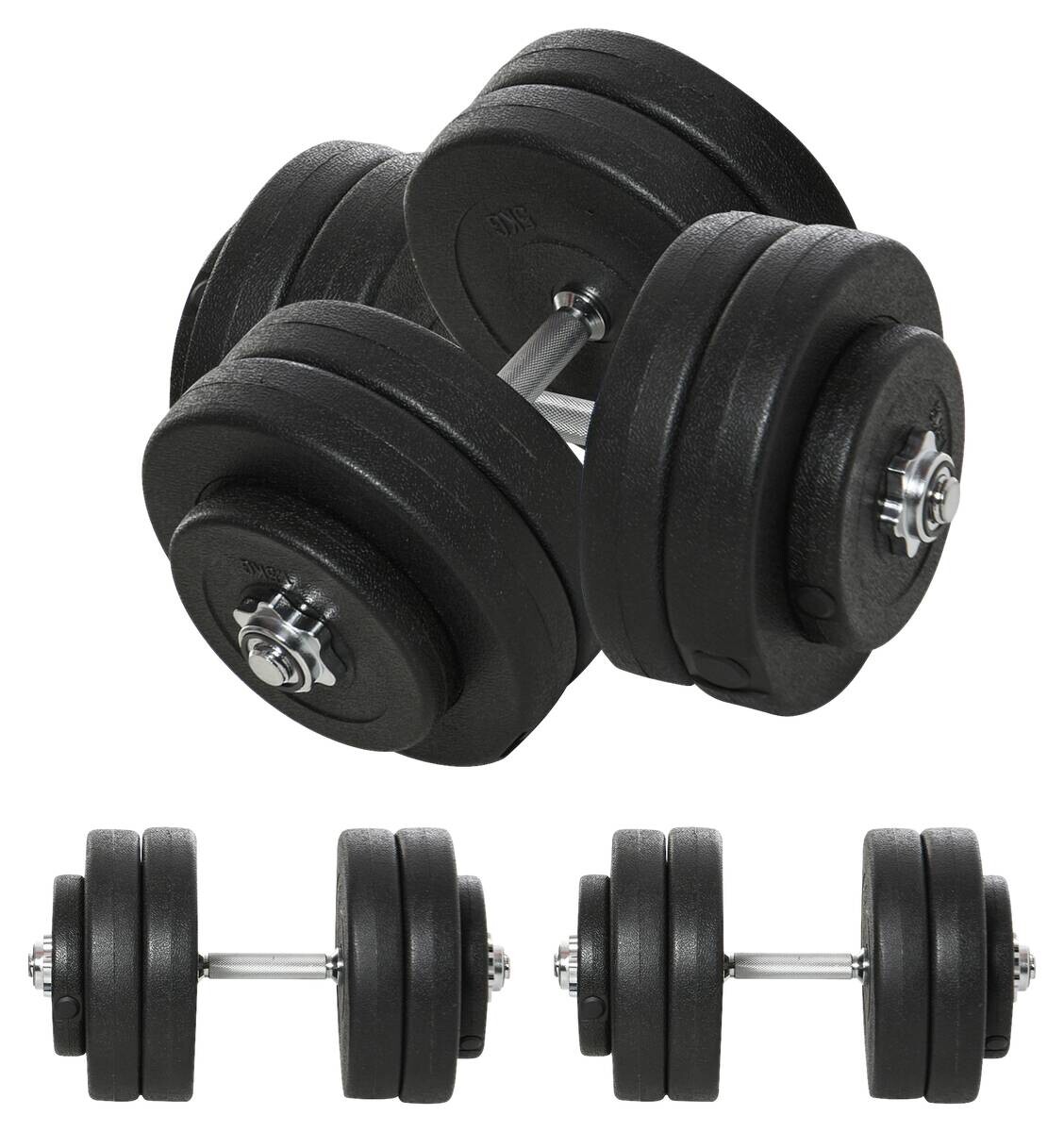 HOMCOM Hantel-Set schwarz Kunststoff B/H/L: ca. 24,5x24,5x4,3 cm